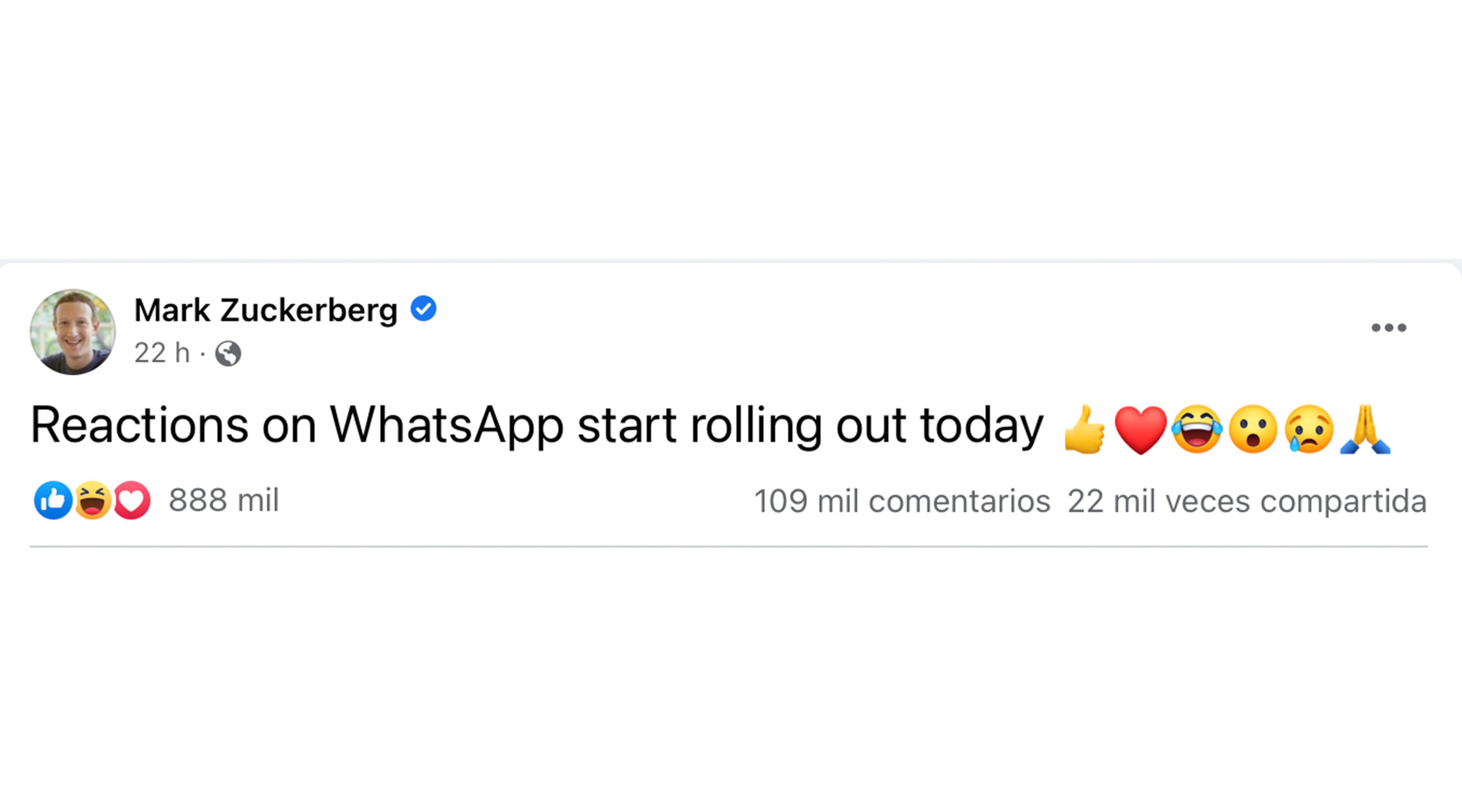 Post Zuckerberg reacciones whatsapp