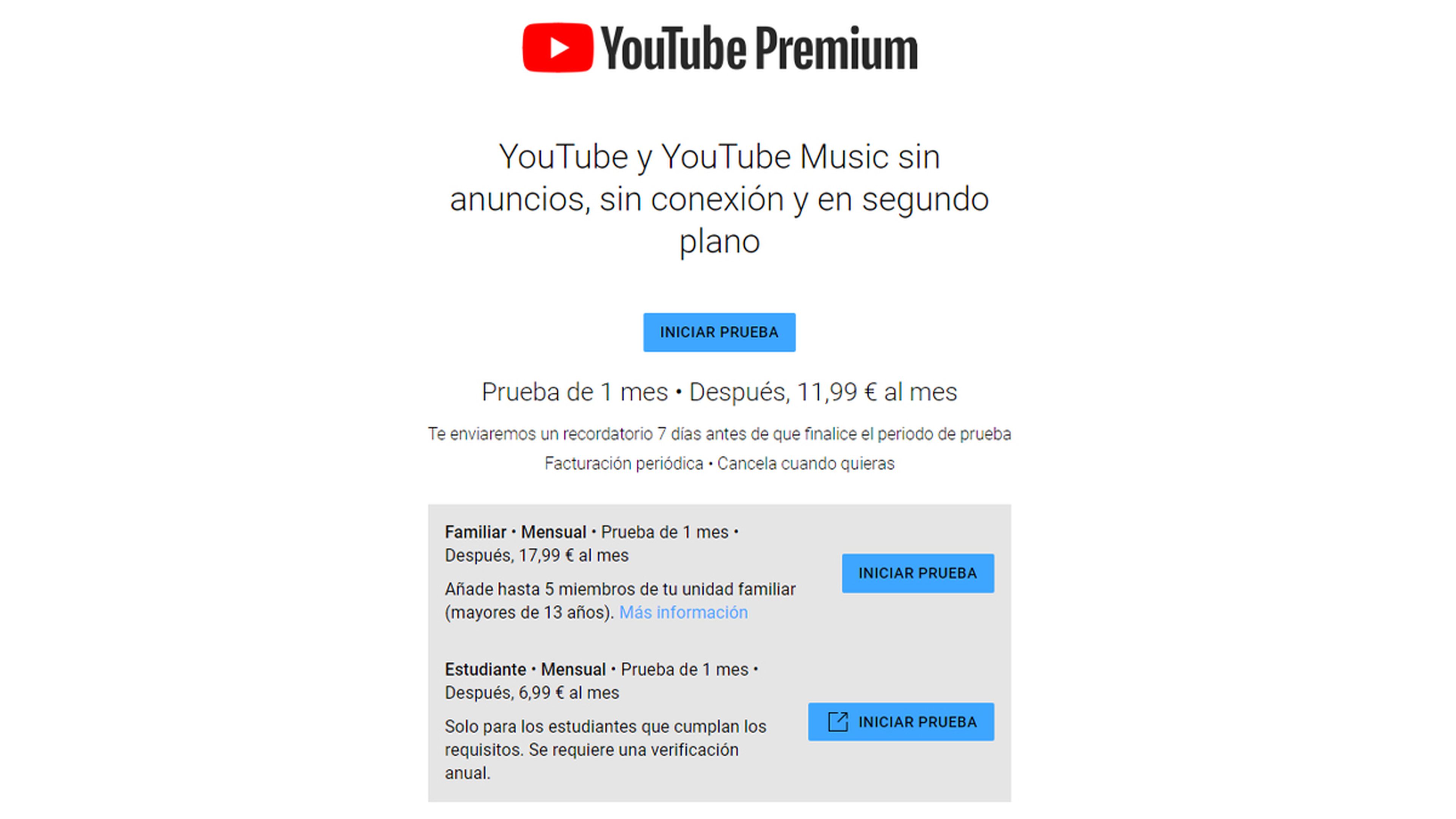 Coste YouTube Premium