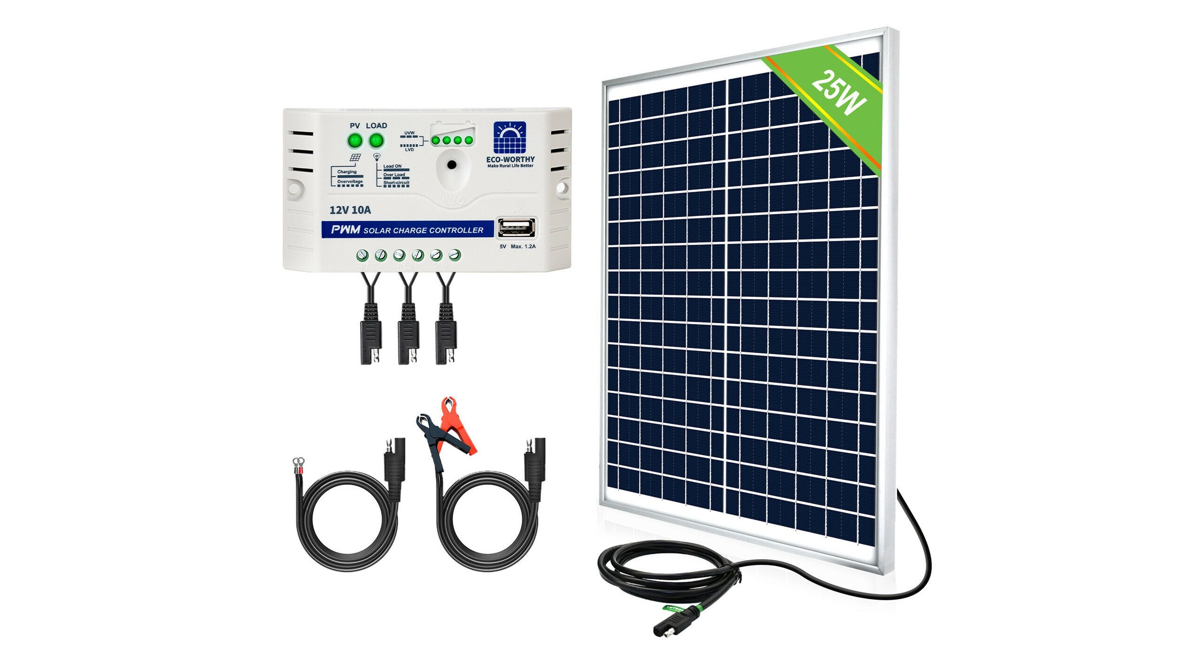 Kit de panel solar de 25W y controlador