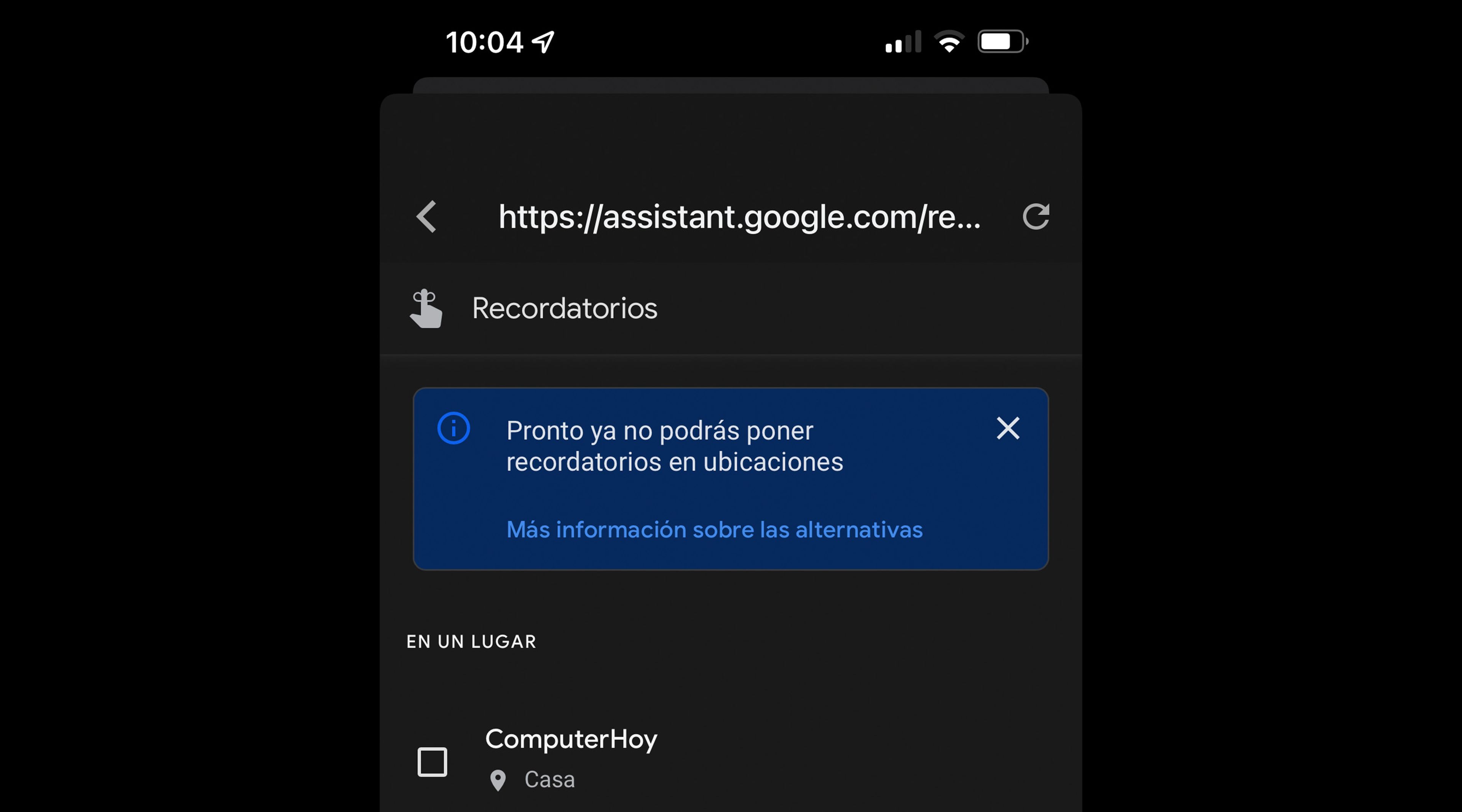Recordatorios Google Assistant