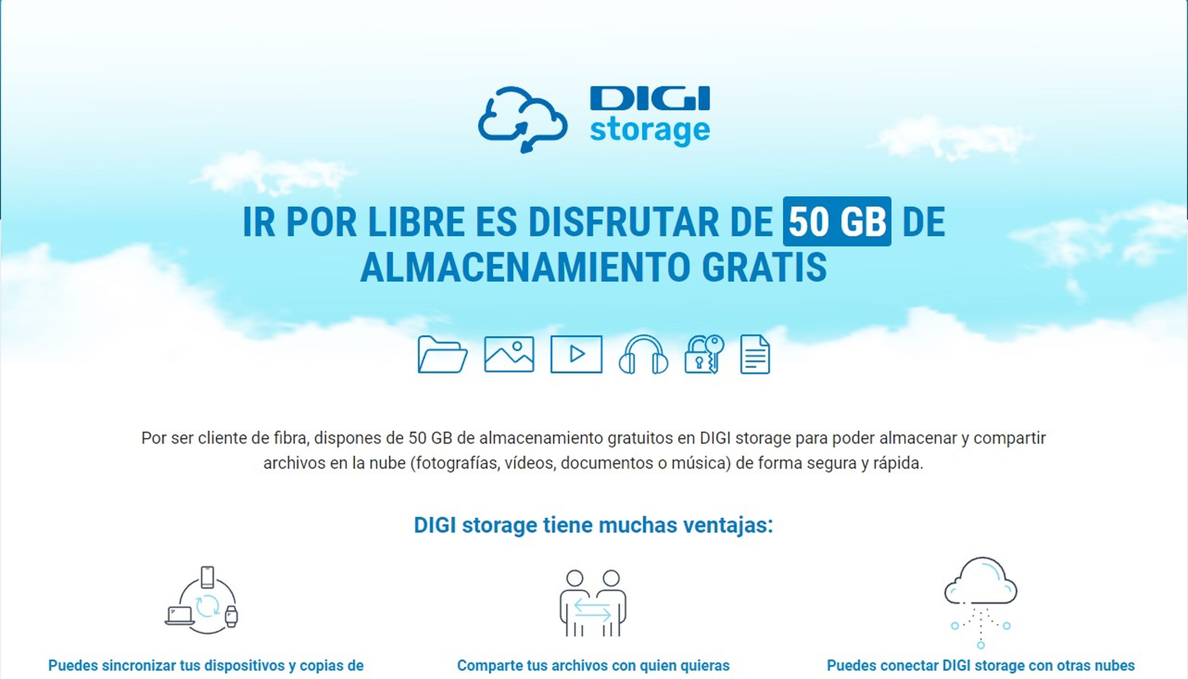 Digi regala 50 GB a sus clientes de fibra en su propio iCloud/Google Drive