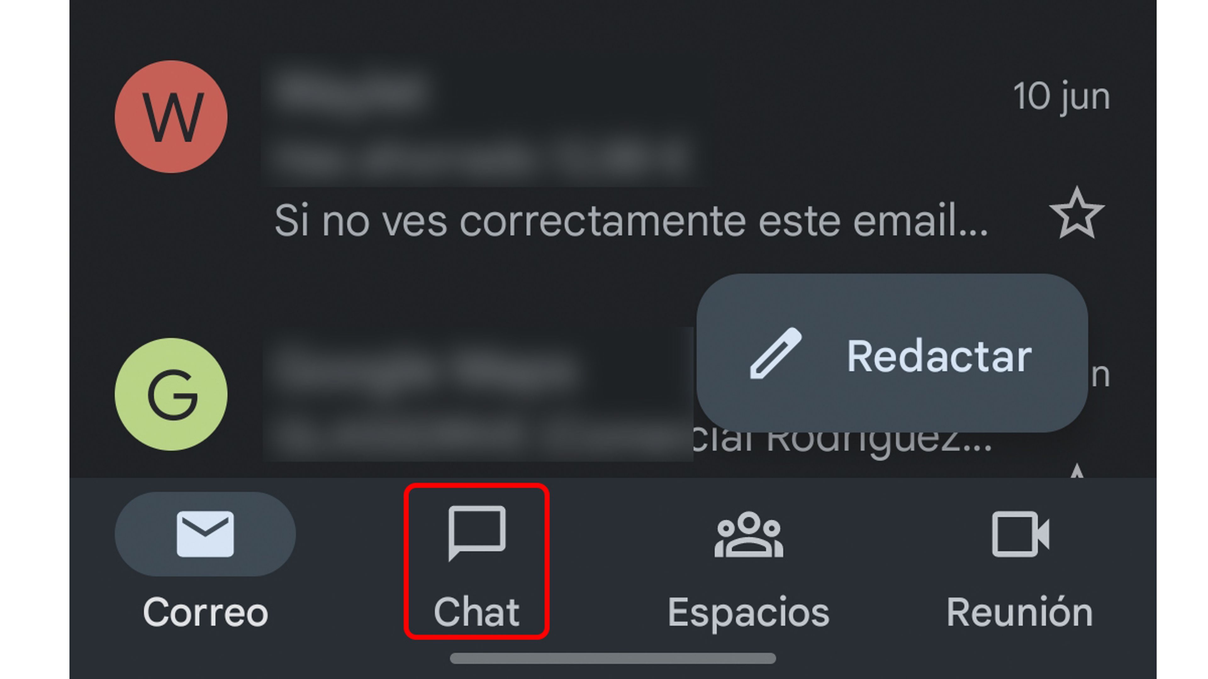 Icono chat en gmail