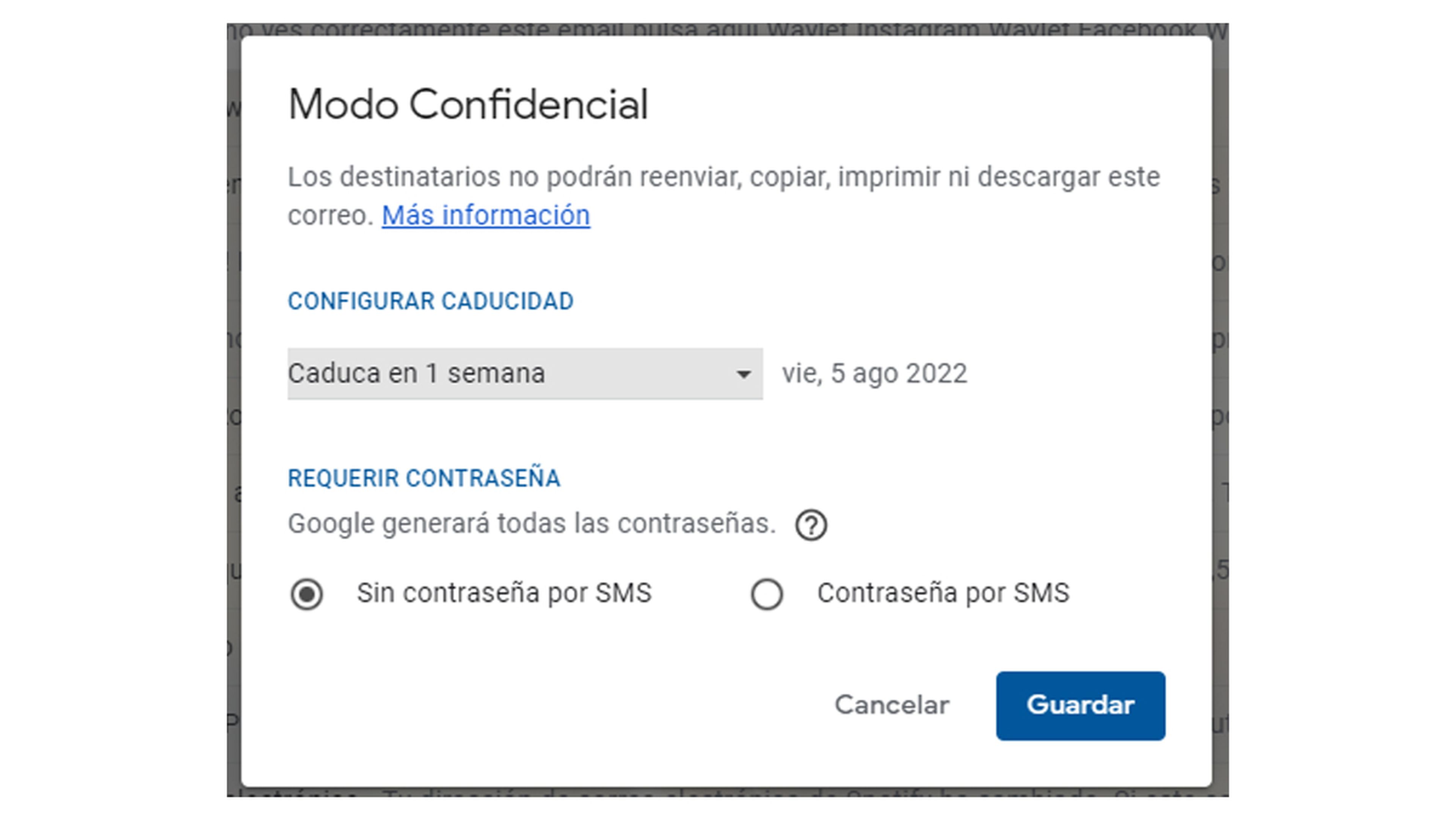 Modo confidencial Gmail