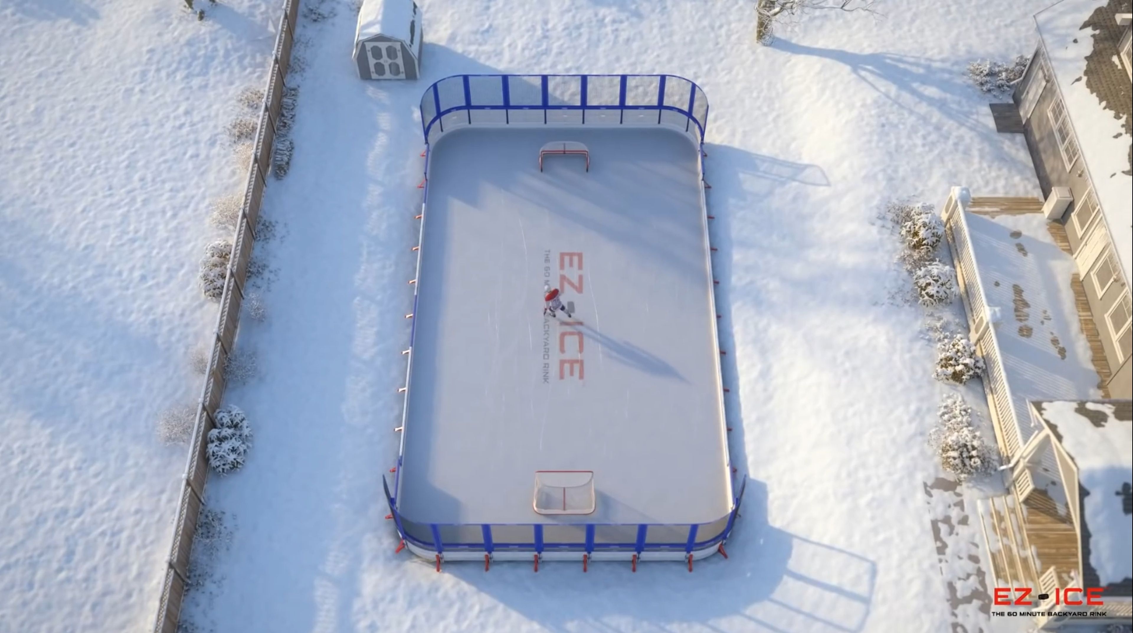 La pista de hockey sobre hielo profesional para el jardín que se monta en 60 minutos sin herramientas (vídeo)