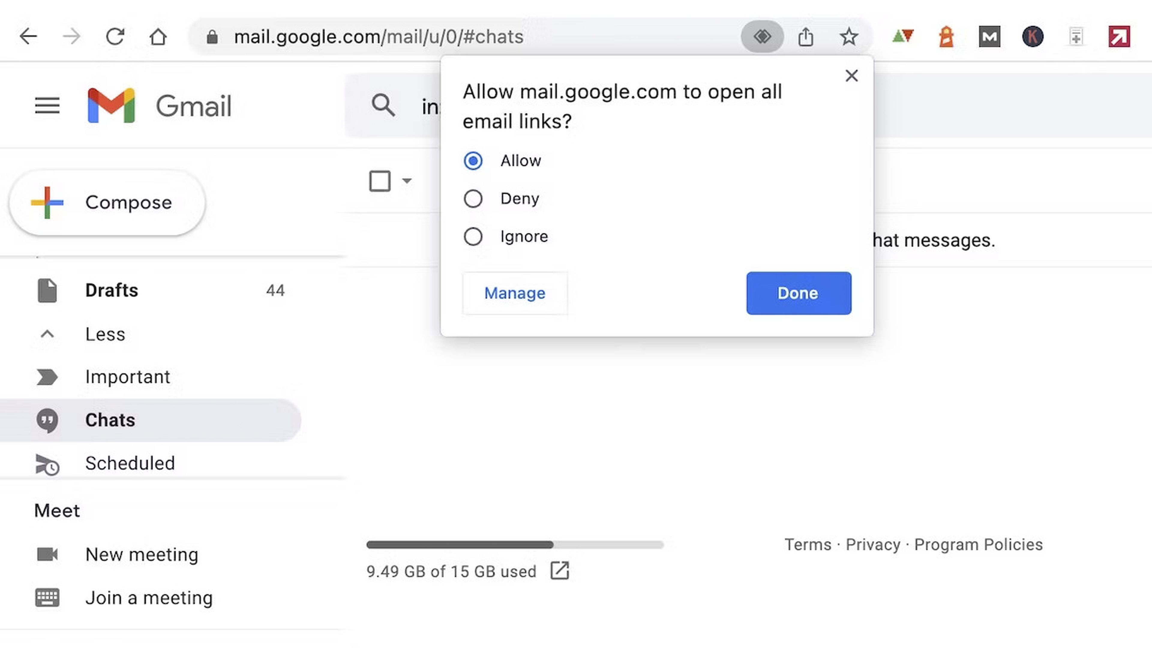 E-mail do Google Chrome