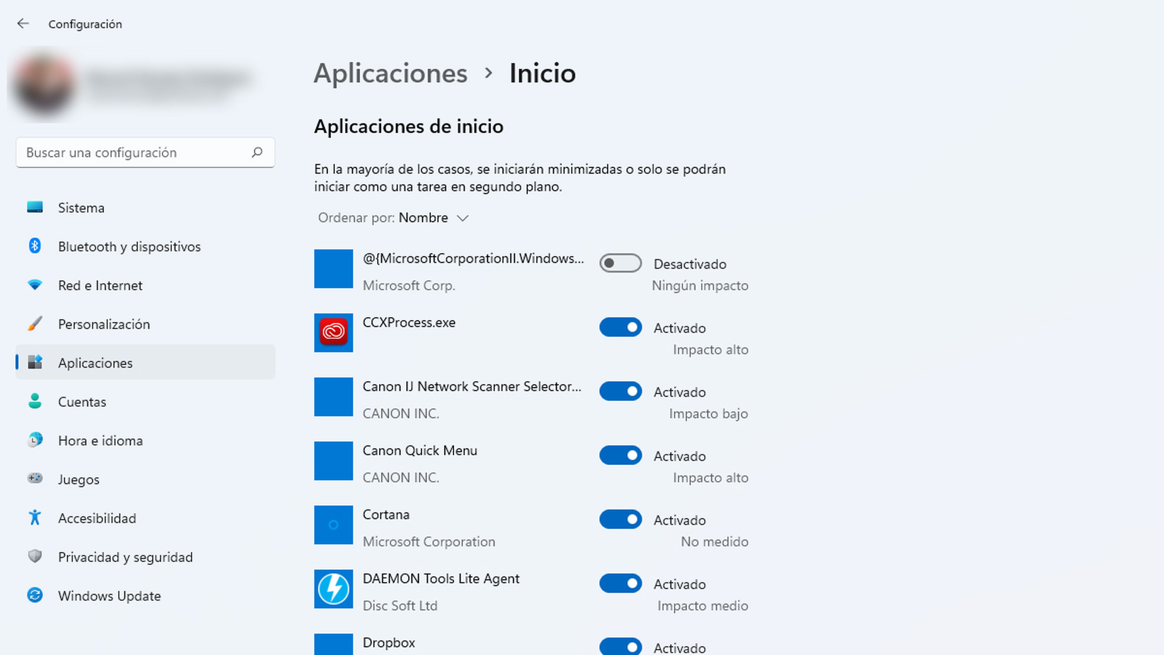 Aplicaciones de Inicio en Windows 11