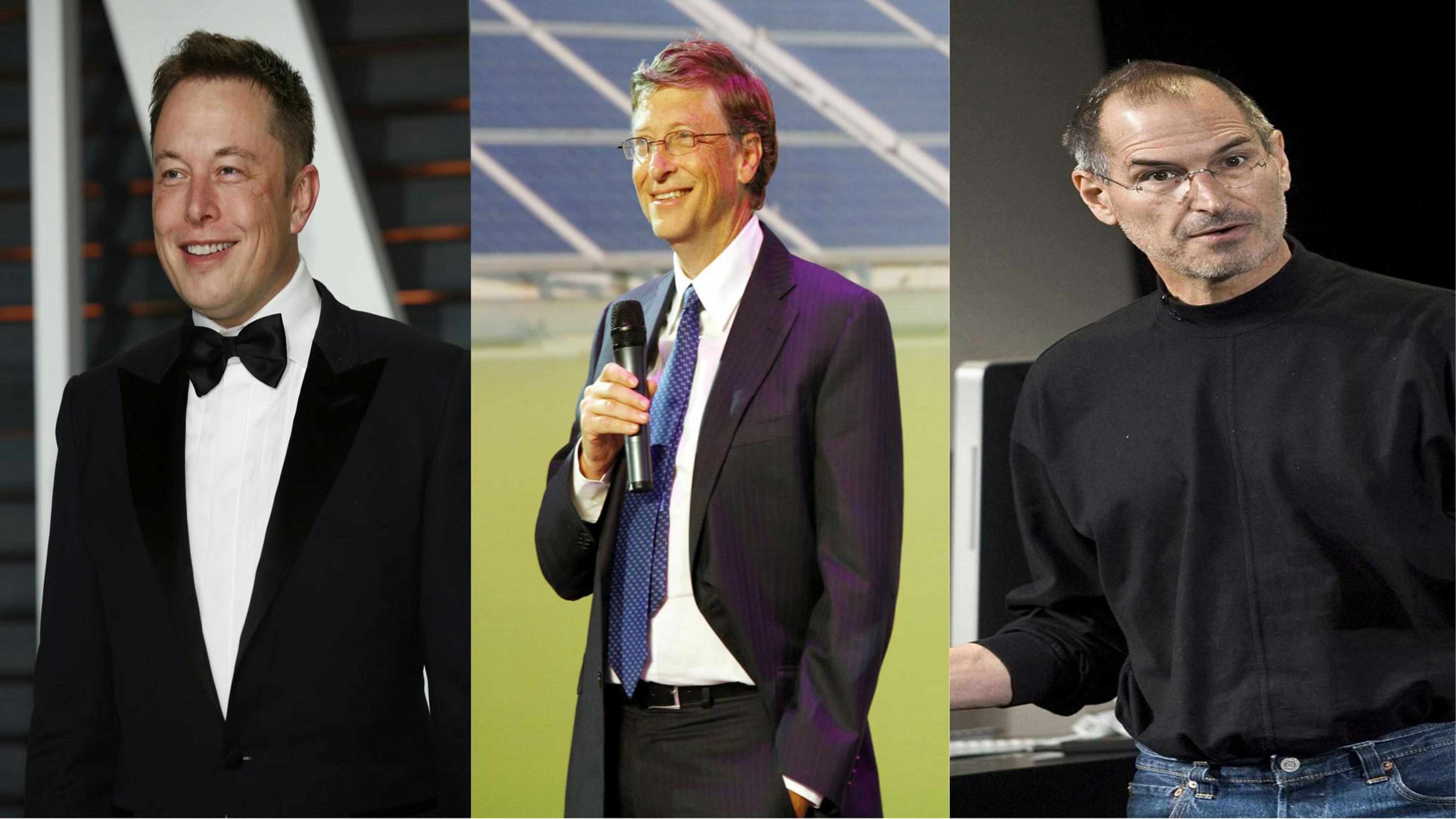 Elon Musk, Bill Gates y Steve Jobs