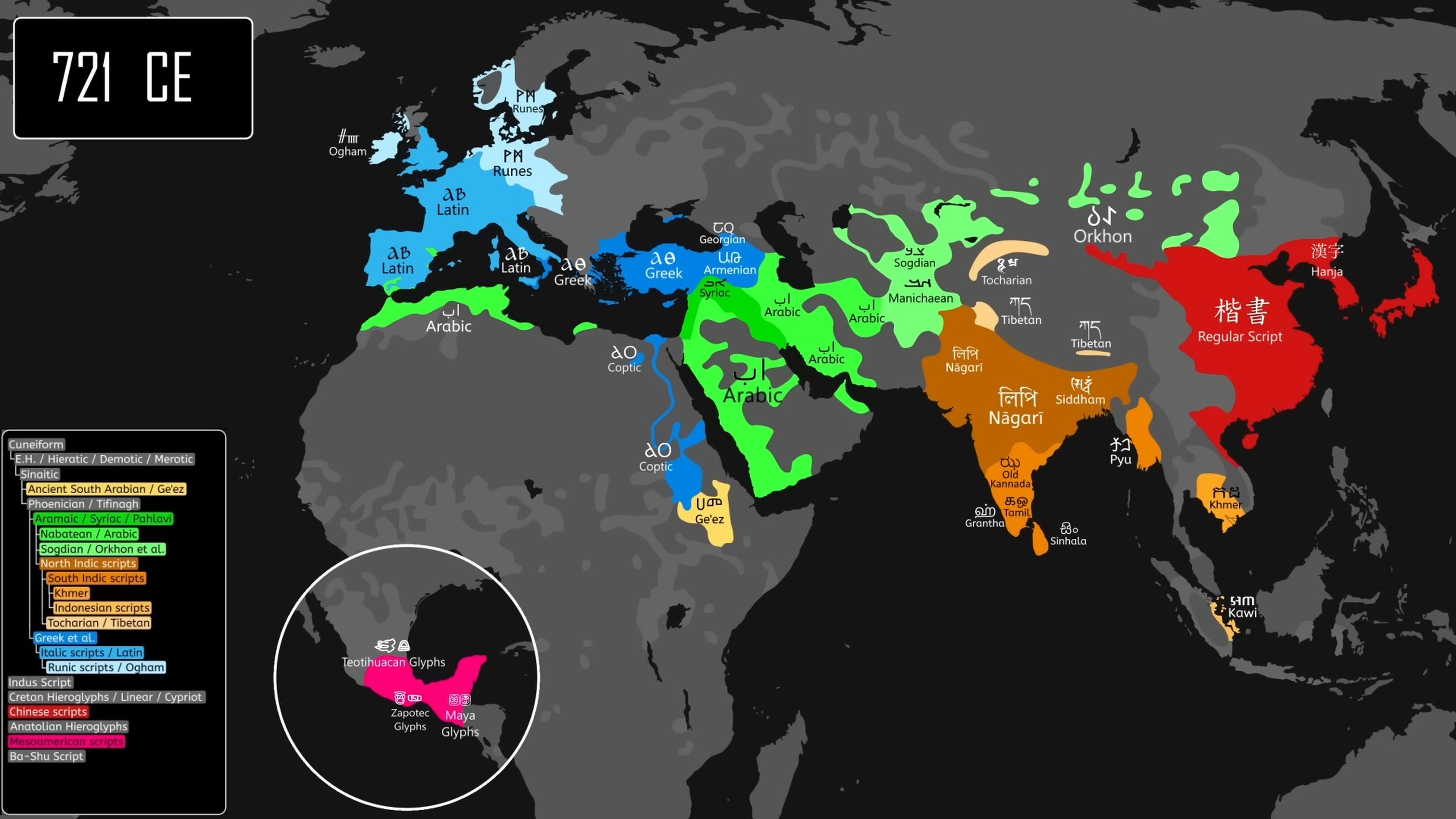 Este espectacular mapa muestra cómo se extendió la escritura por el mundo, y te va a sorprender