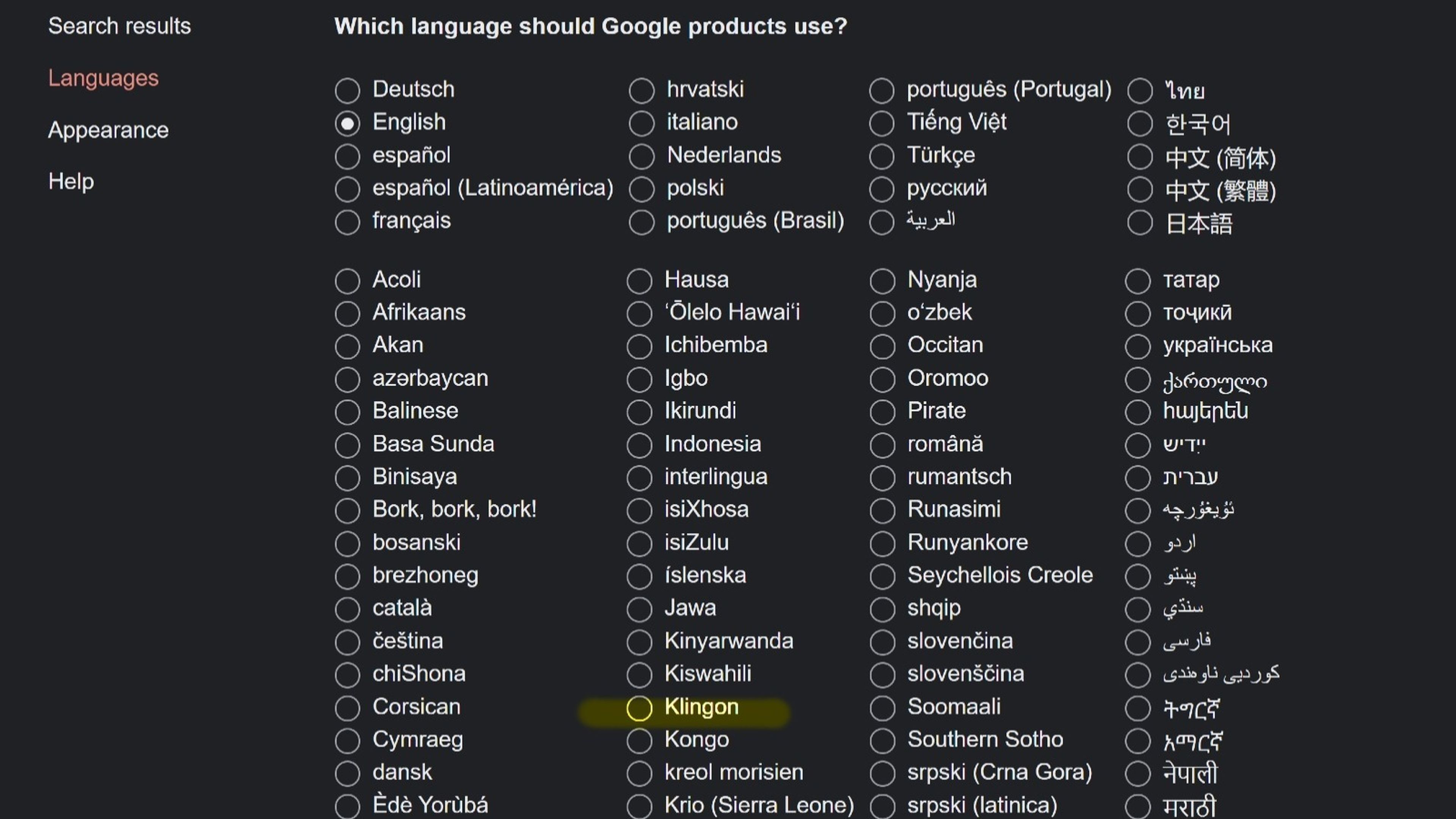 Google y el Klingon