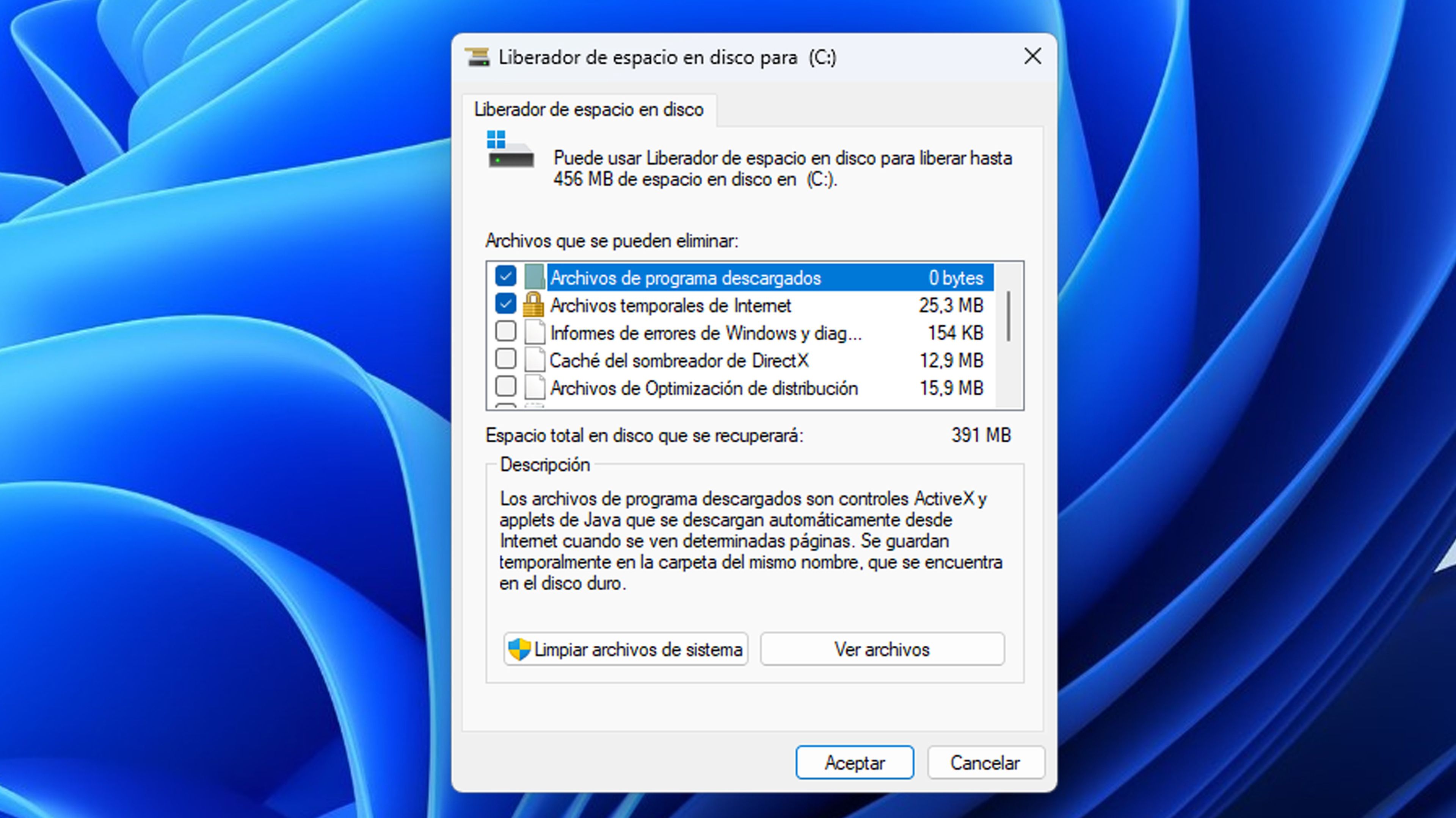 Liberar espacio en disco Windows 11