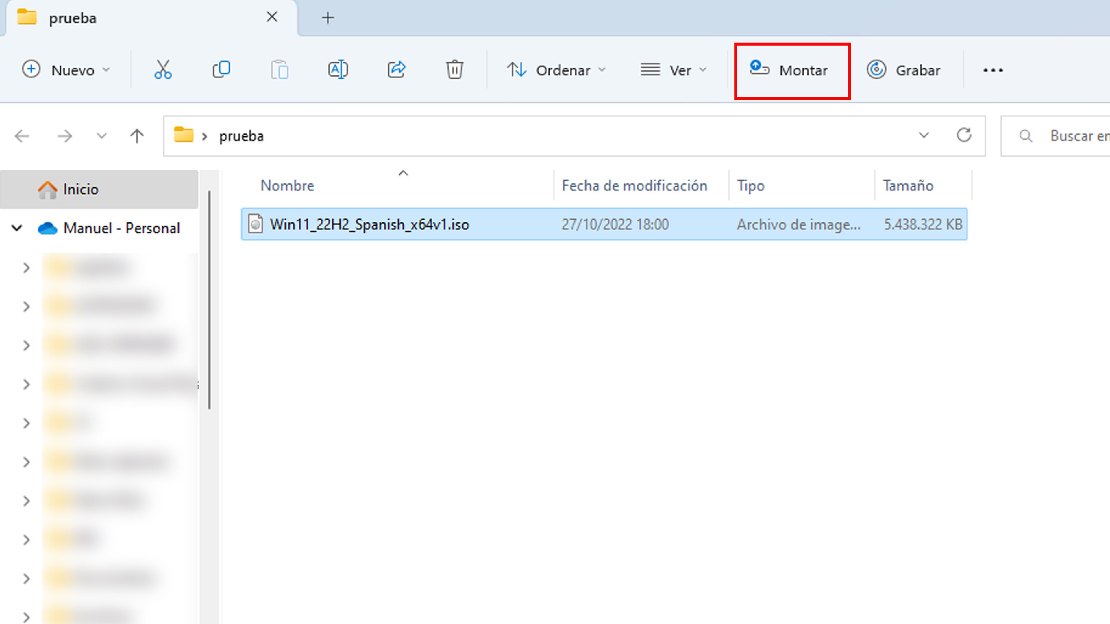 Montar imagen ISO en Windows 11