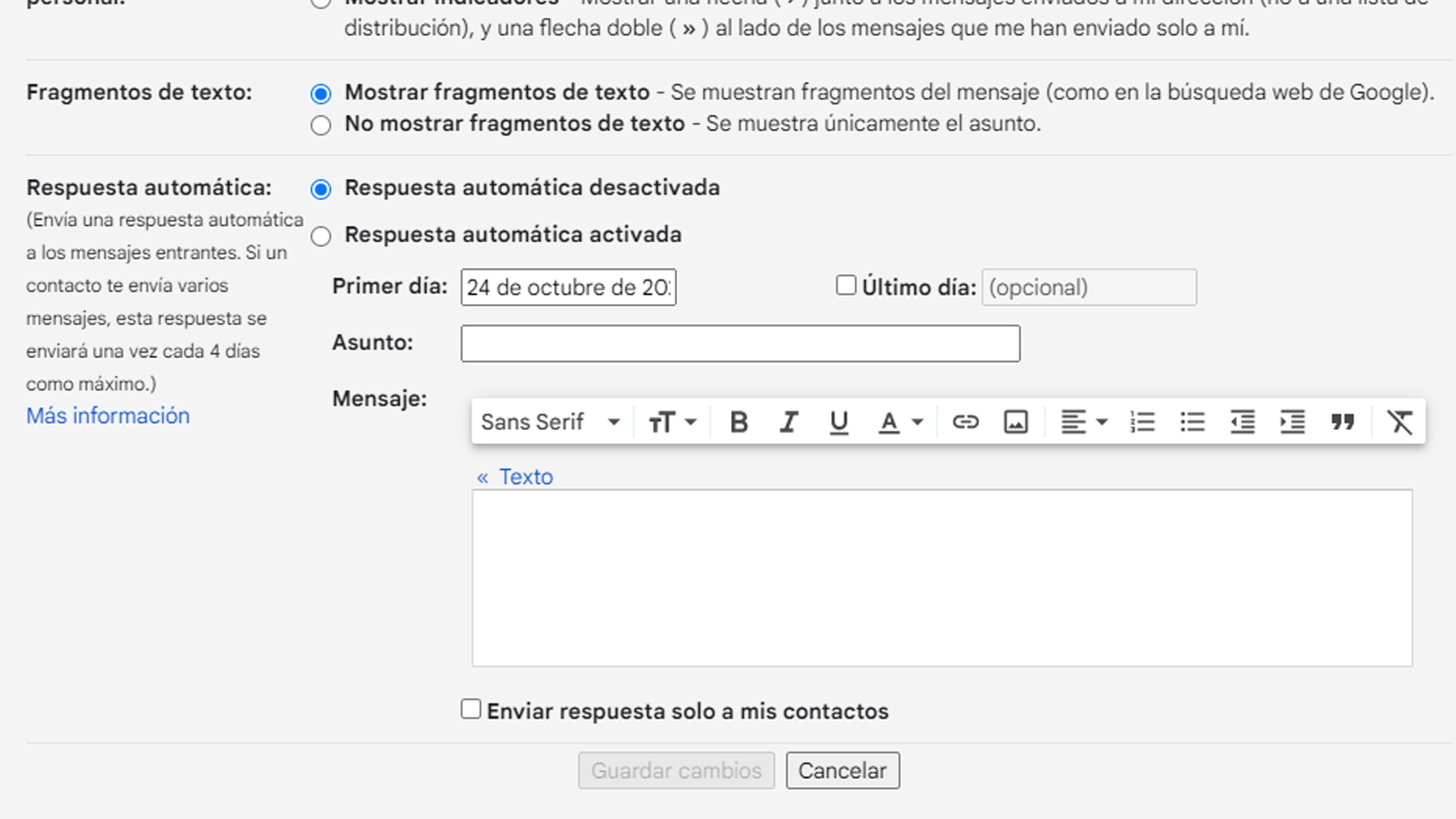 Respuestas automáticas Gmail