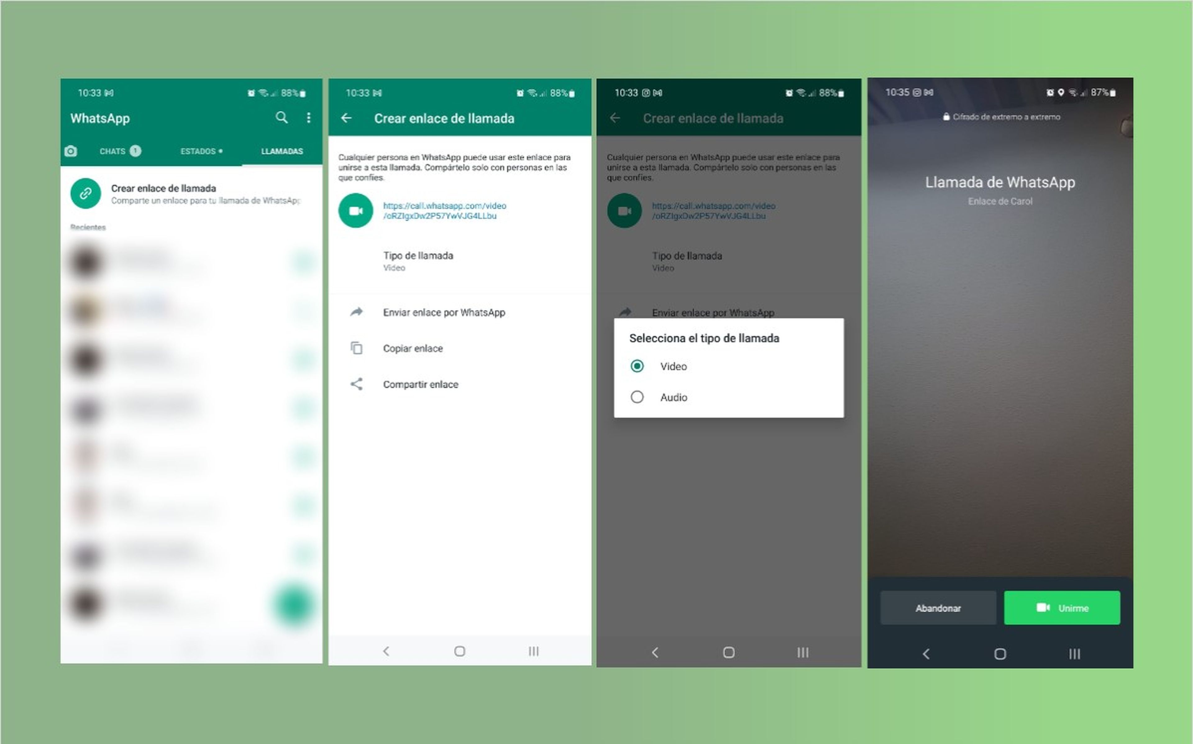 WhatsApp ya permite a más usuarios compartir enlaces de videollamadas