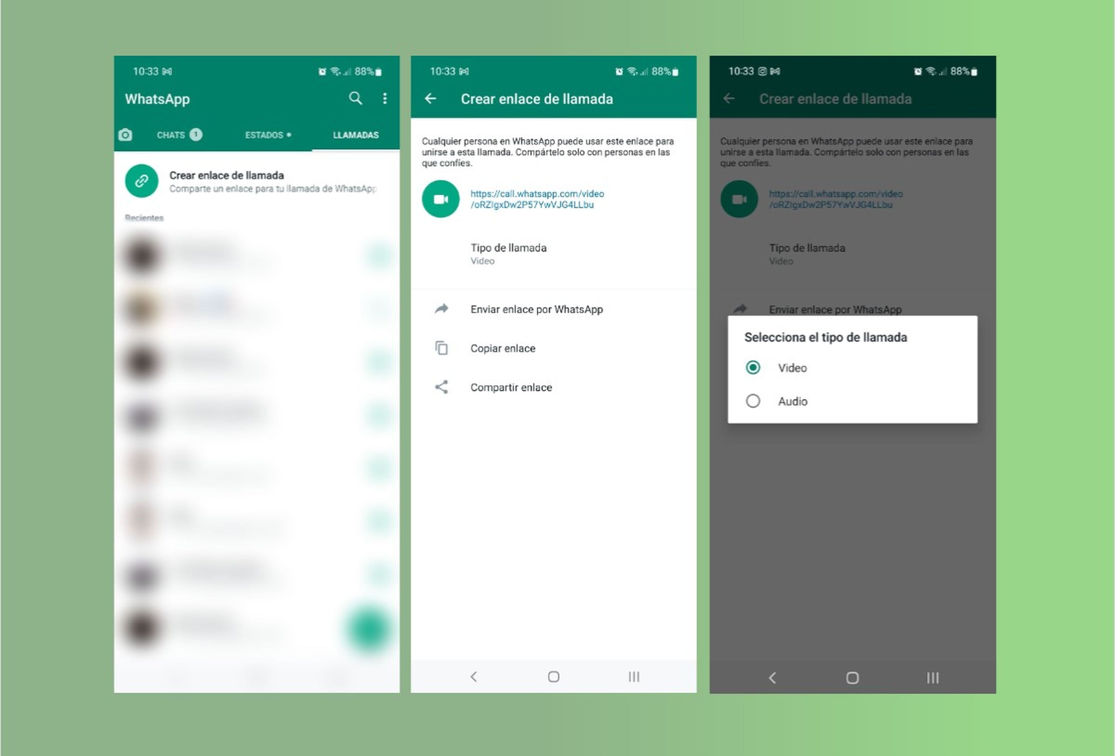WhatsApp ya permite a más usuarios compartir enlaces de videollamadas