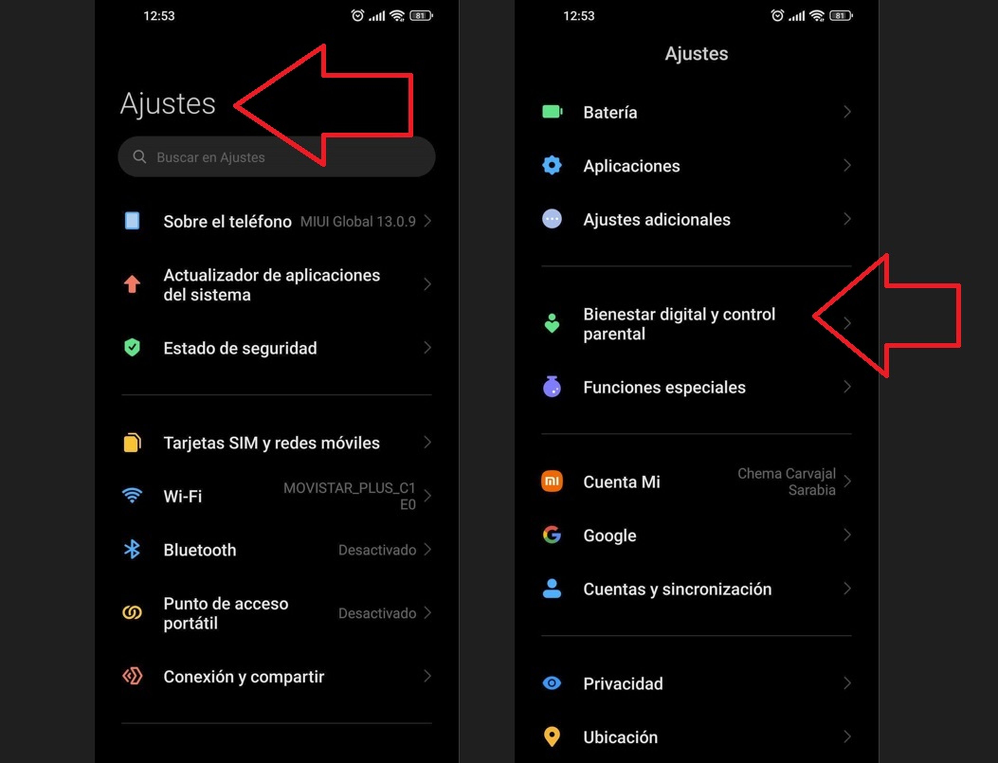 Ajustes de Android