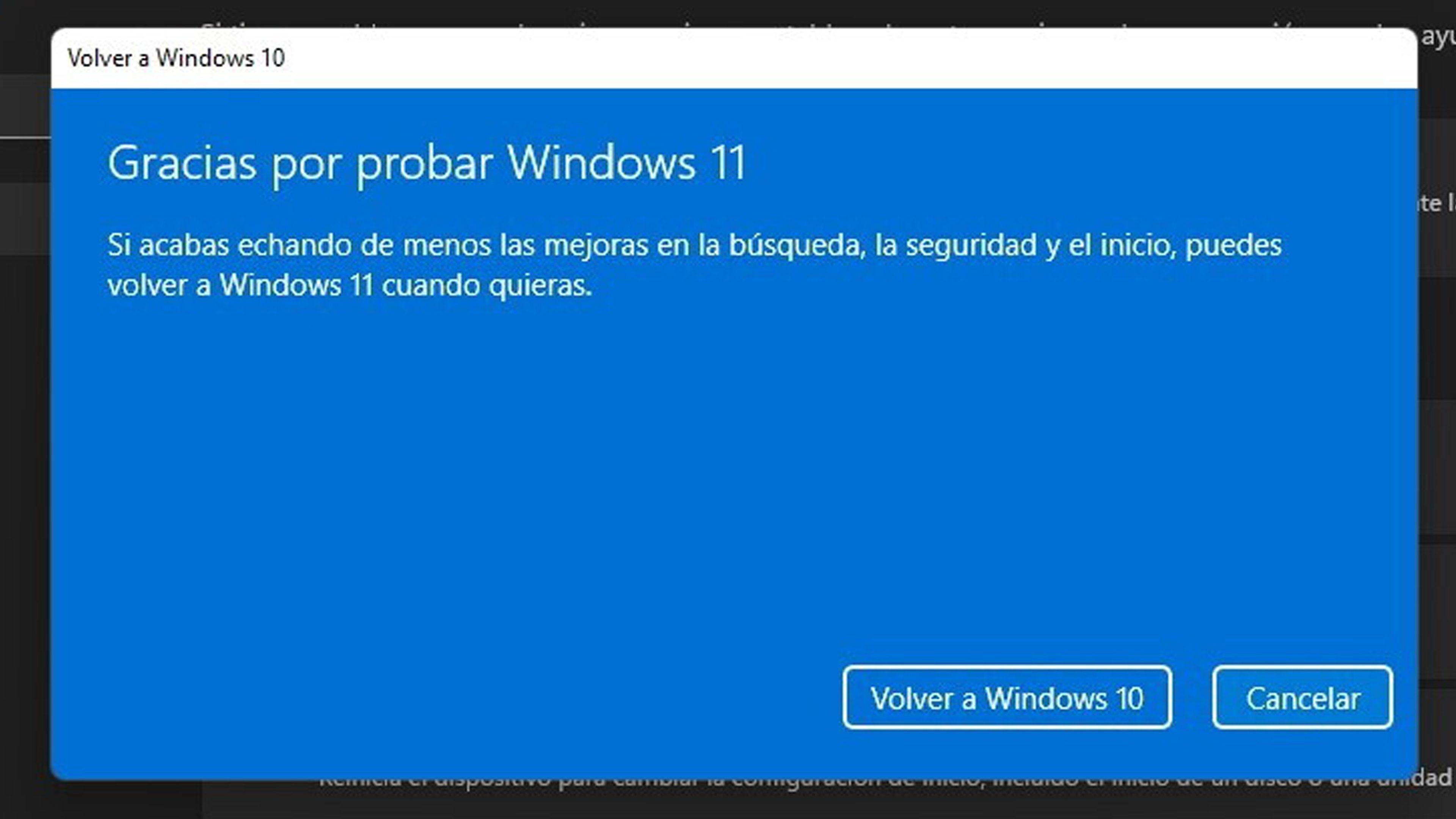 Volver a Windows 10