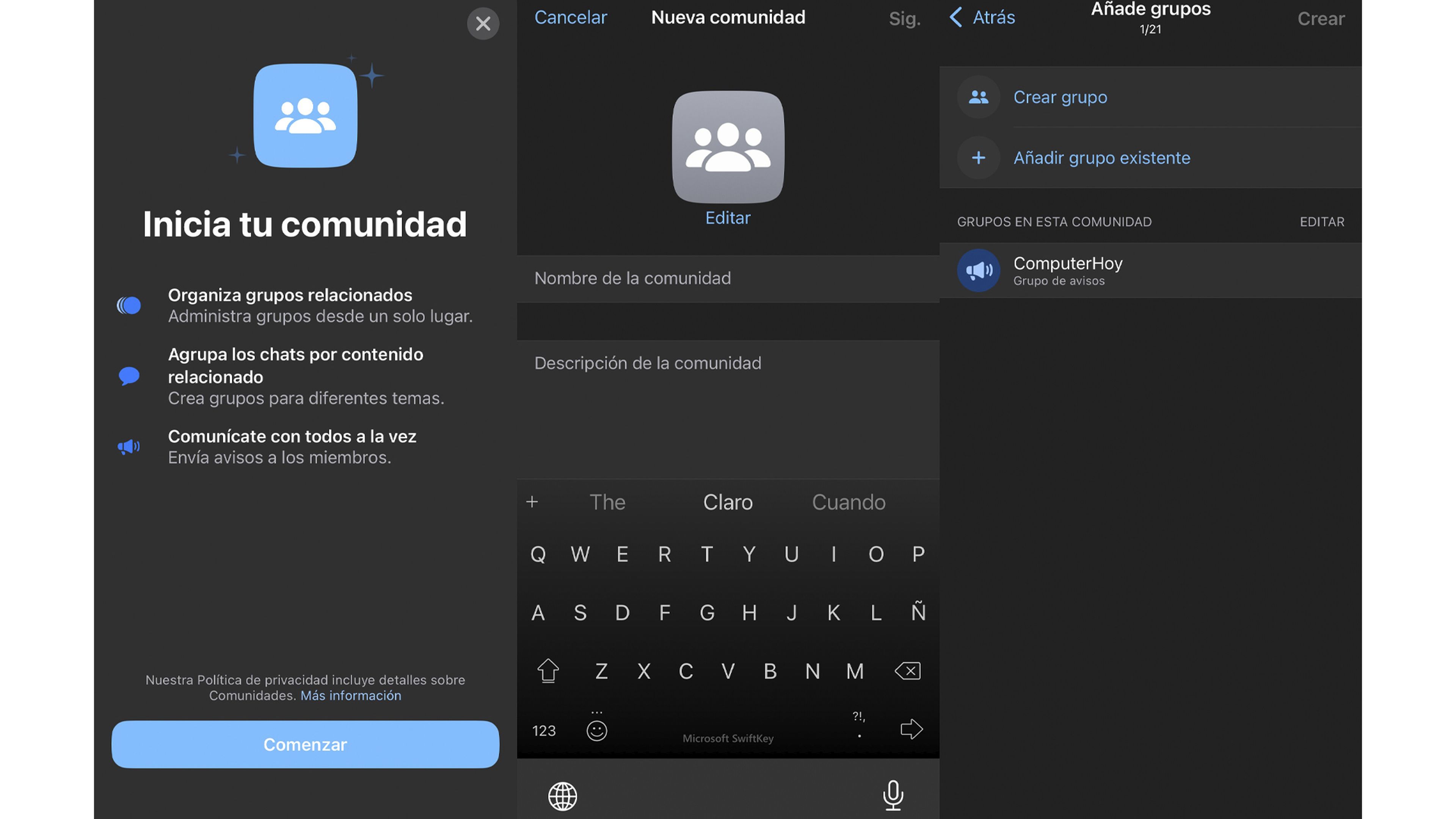 Comunidades WhatsApp iOS