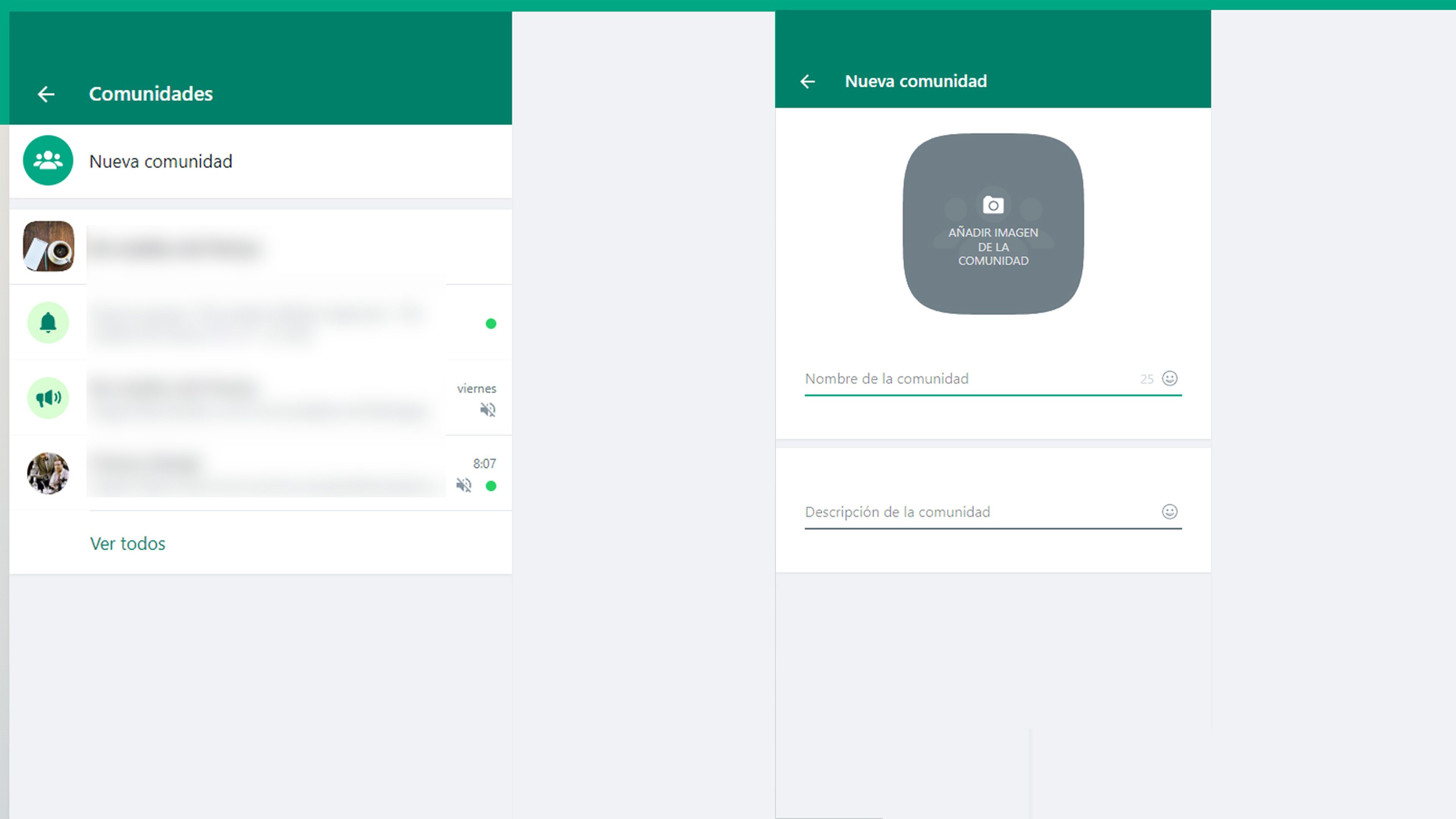 Comunidades WhatsApp Web y Escritorio