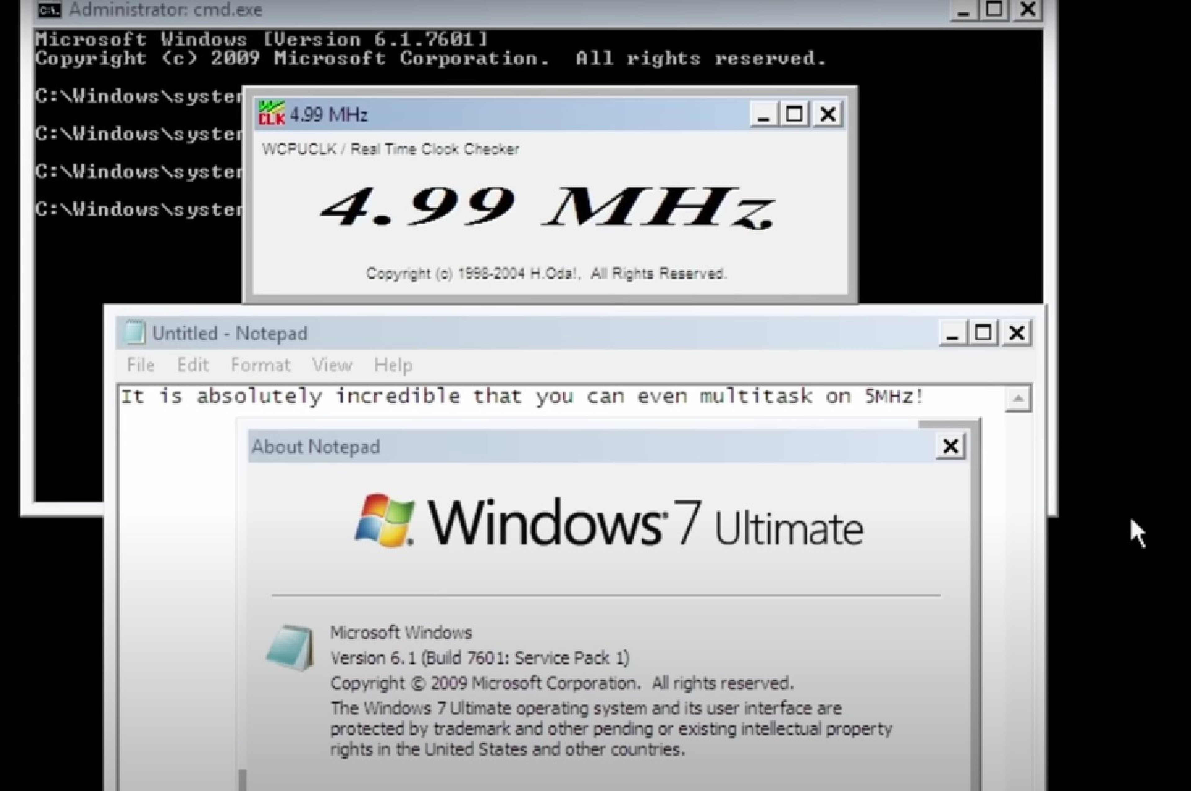 Ejecutan Windows 7 con 128 MB de RAM y una CPU a 5 MHz: arranca en 28 minutos y no es una inocentada
