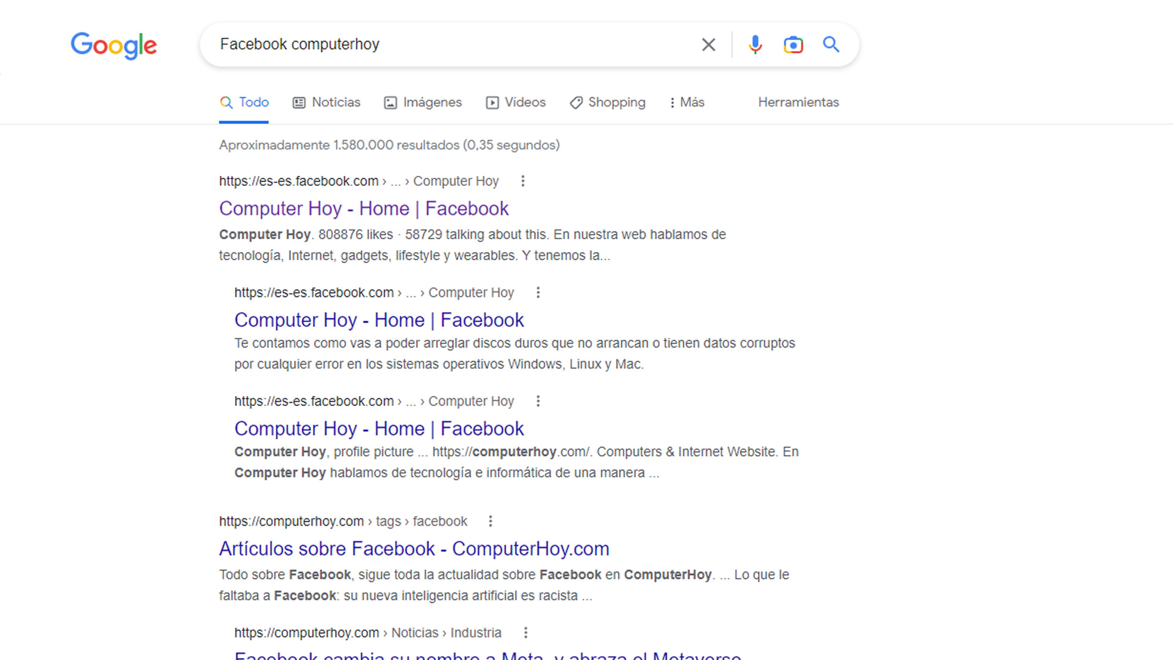 Facebook ComputerHoy Google Chrome