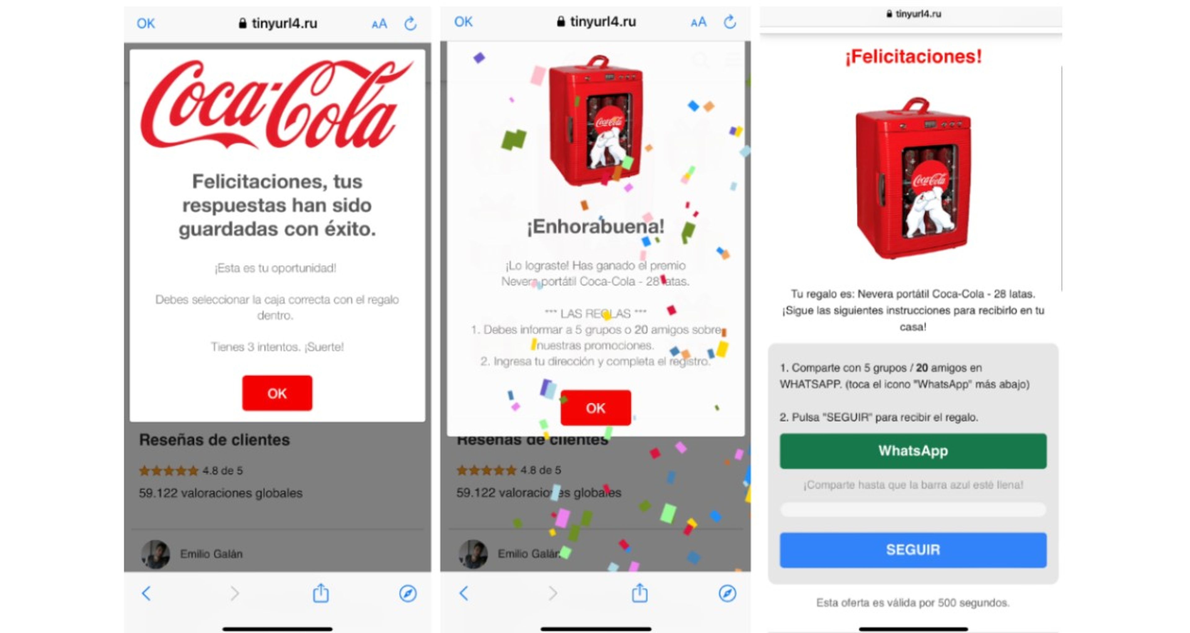 Don't bite!  The Coca-Cola scam is back on WhatsApp, now also at Christmas