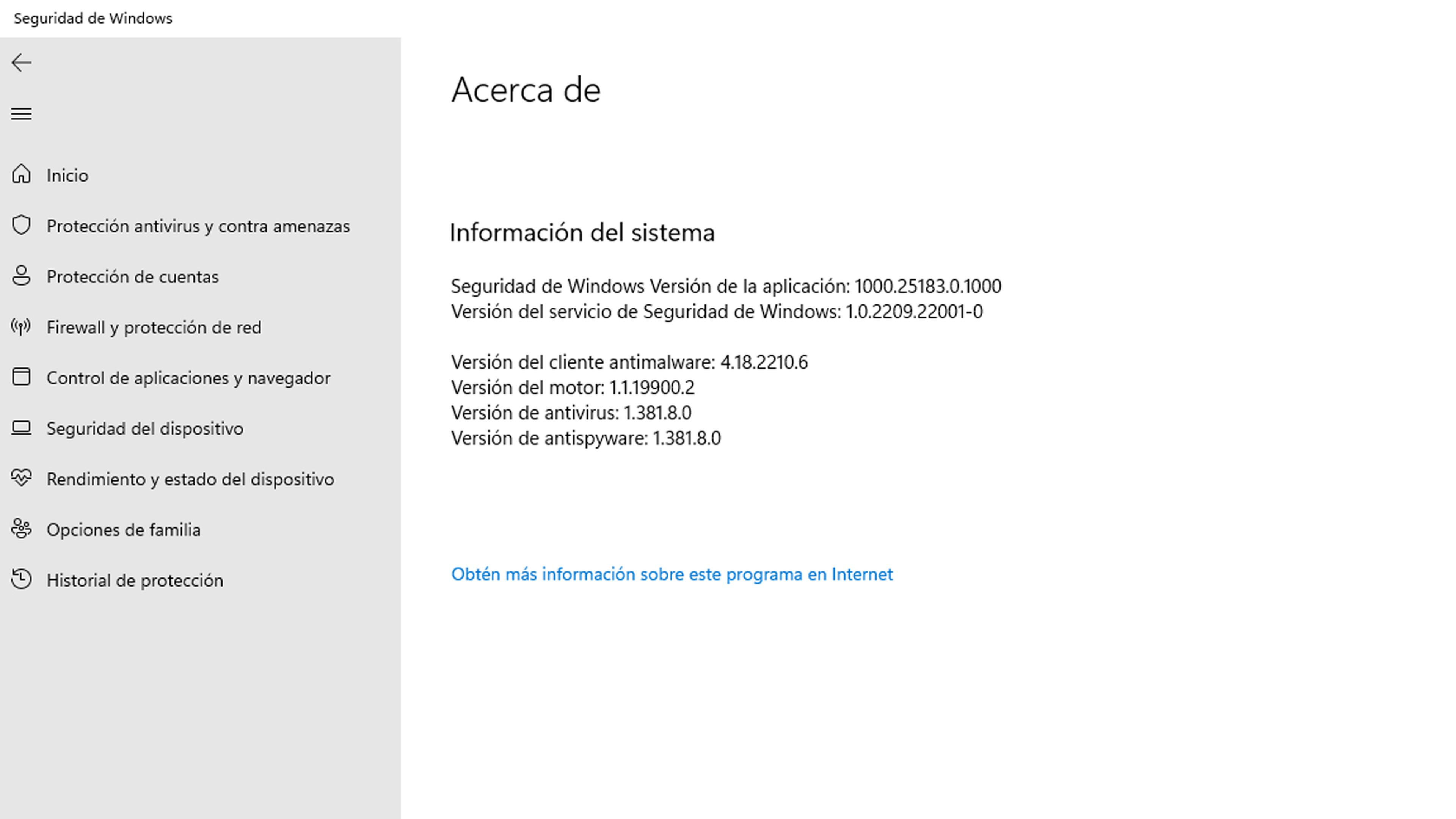 Versión Microsoft Defender