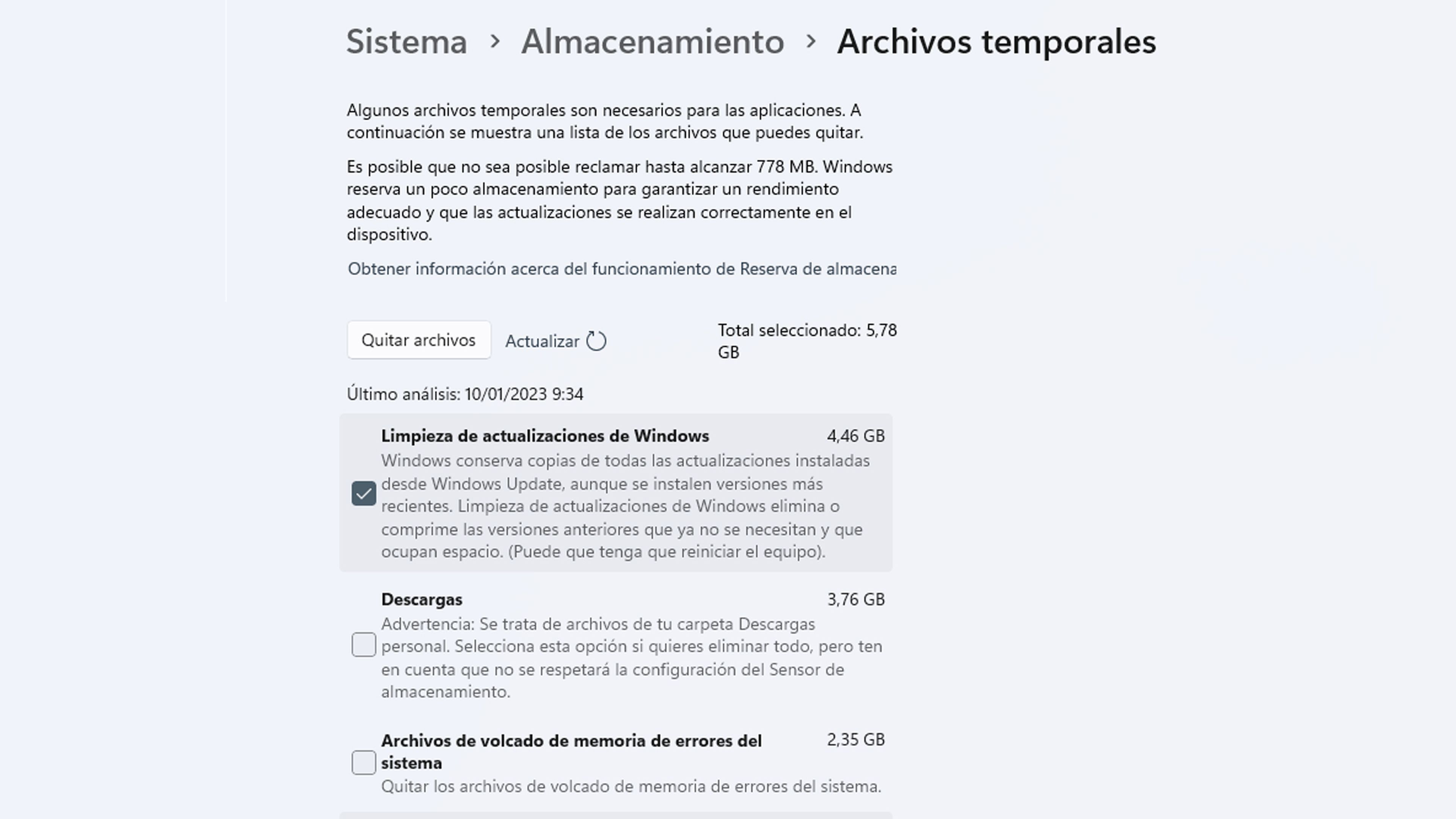 Borrar archivos de instalaciones anteriores