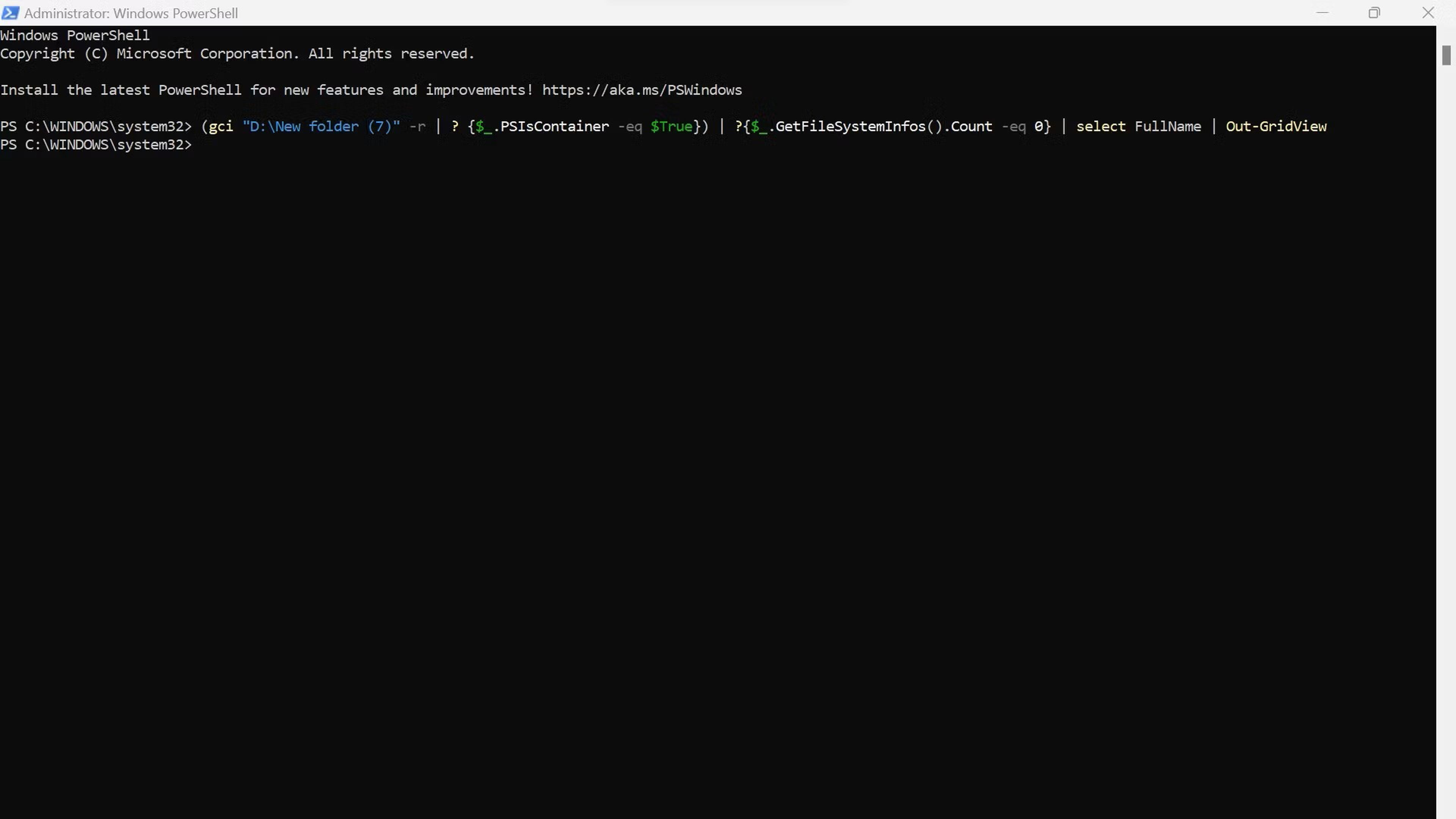 Eliminar carpetas vacías con PowerShell