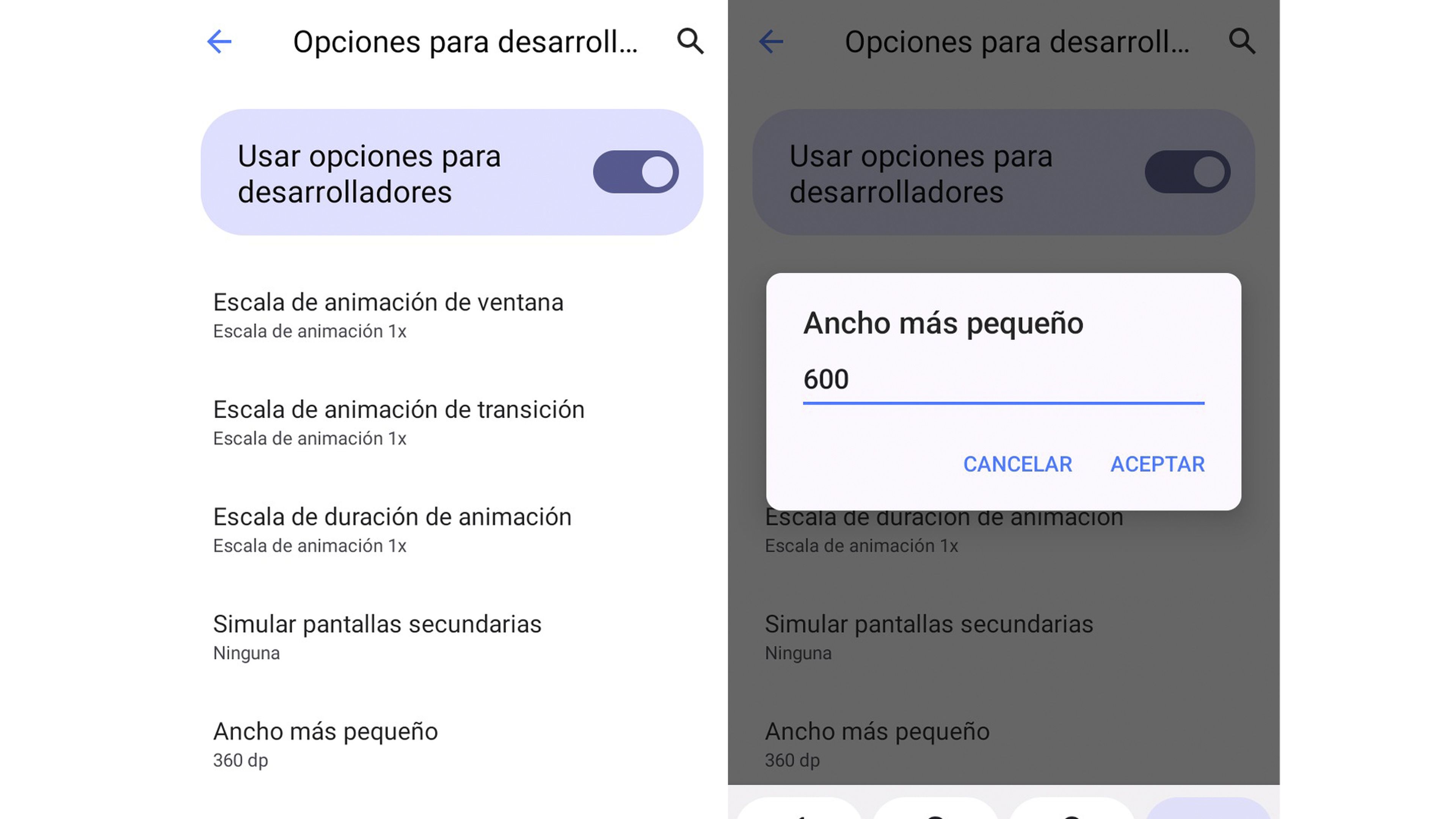 Resolución mínima Android