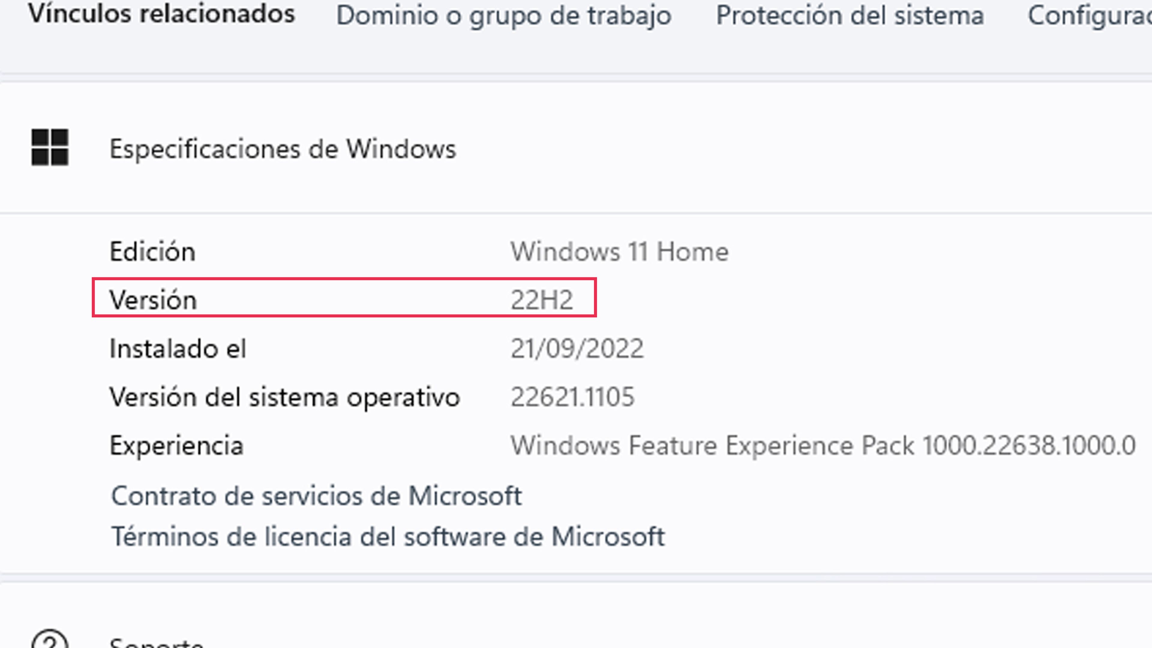 Versión de Windows 11