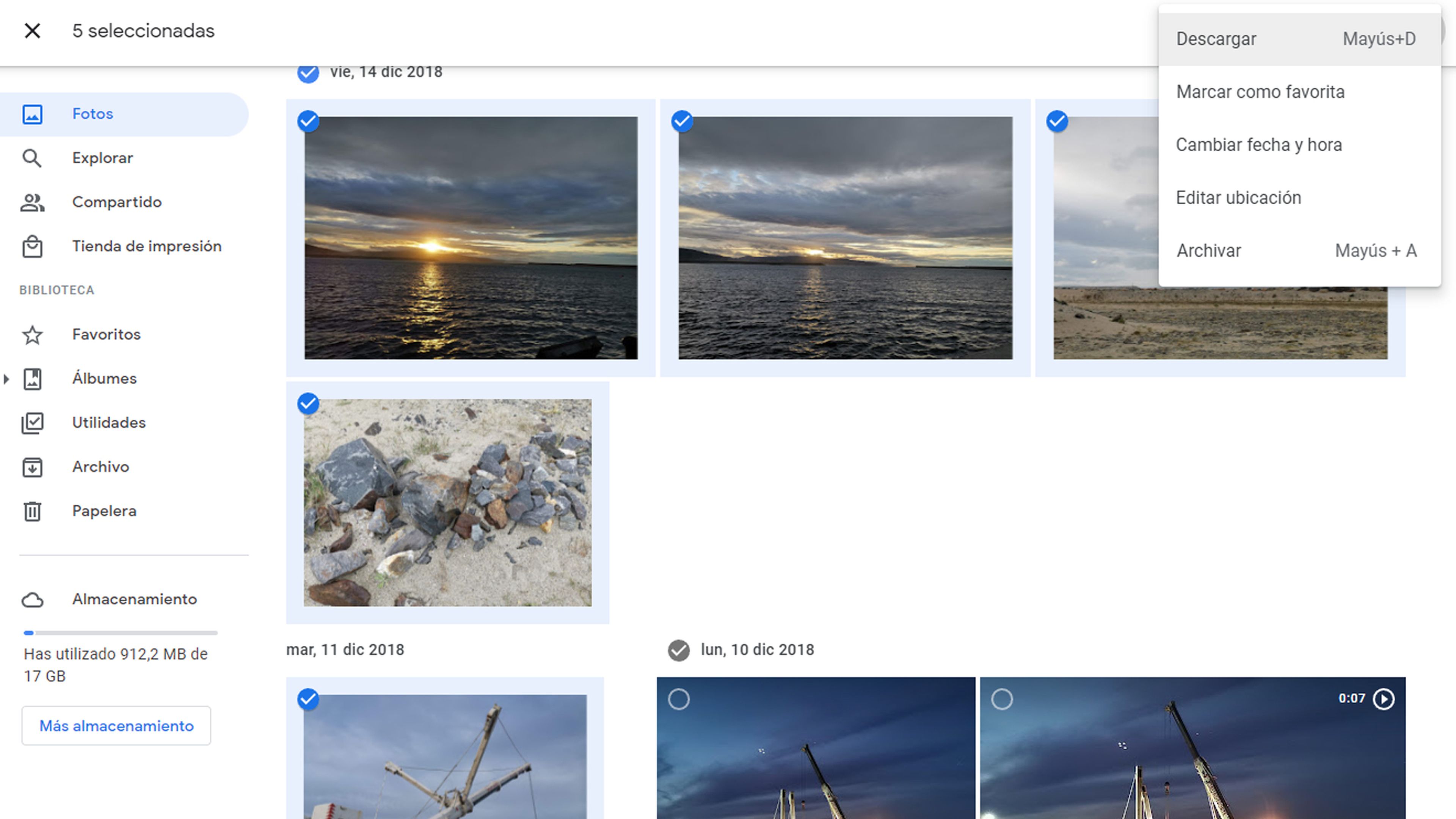Descargar con Google Fotos en un PC