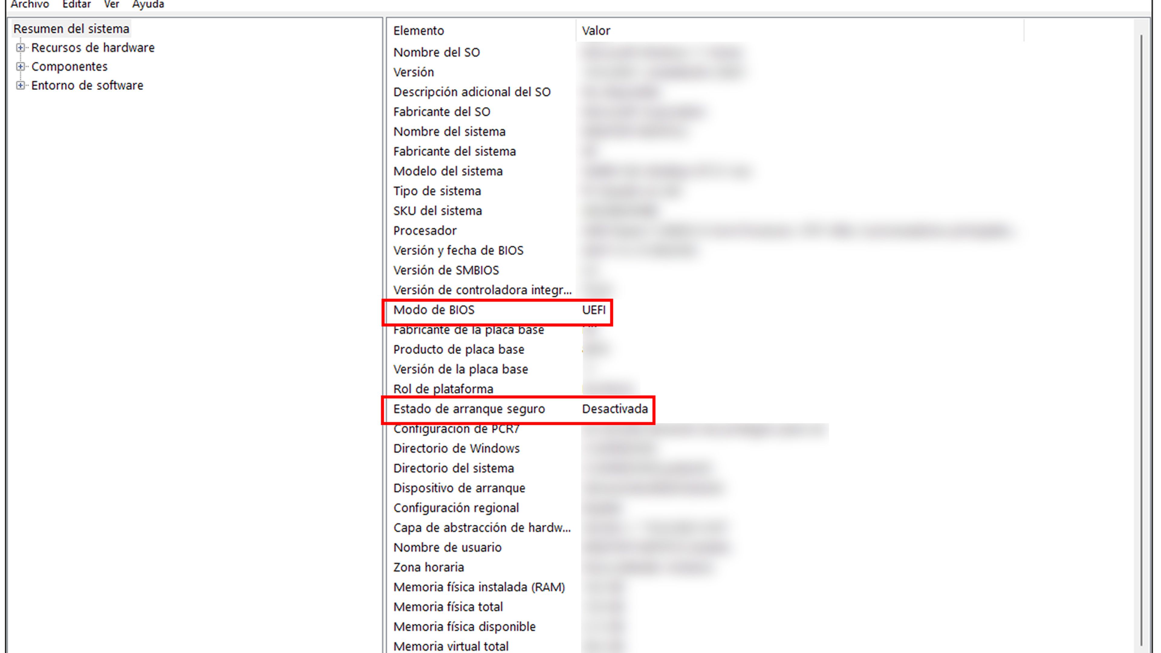 Cómo solucionar que Valorant o cualquier juego no funcione por pedir TPM 2.0 y Secure Boot 1 Información del sistema