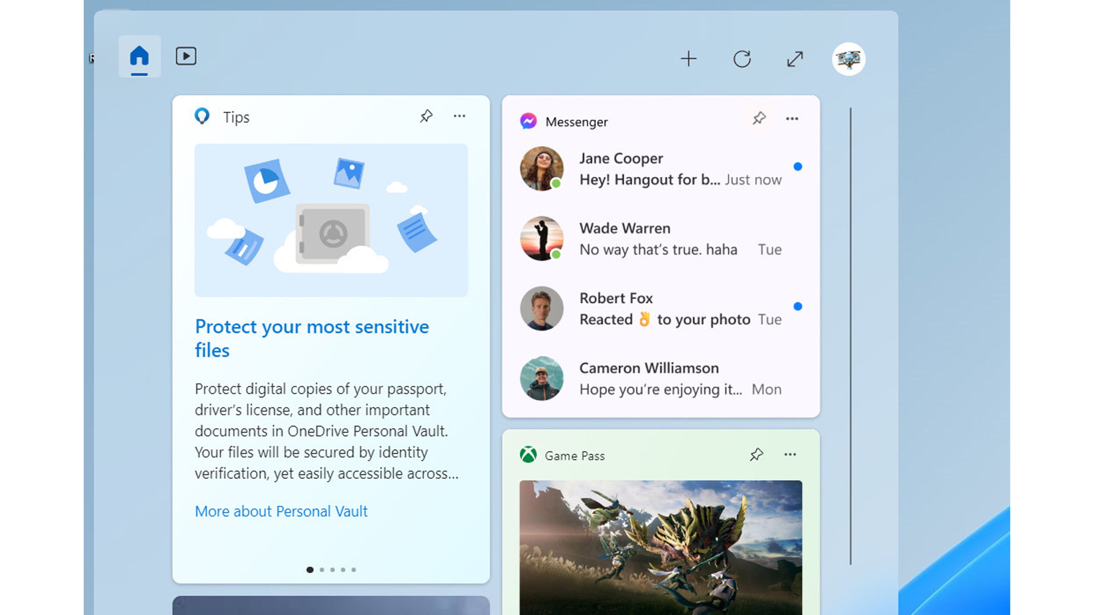Messenger en widgets Windows 11