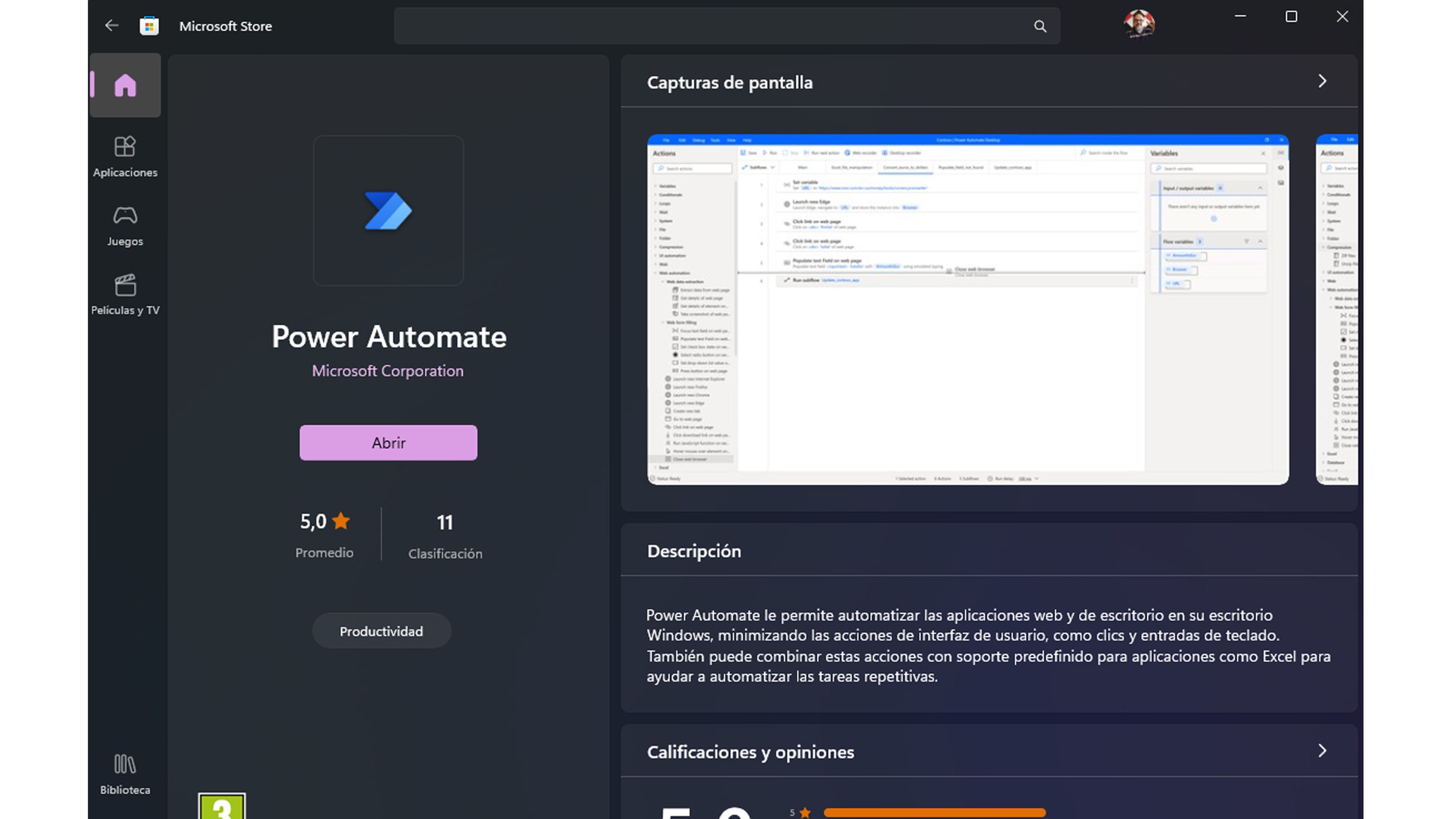 Cómo automatizar tareas en Windows con Power Automate 1 Power Automate Microsoft Store