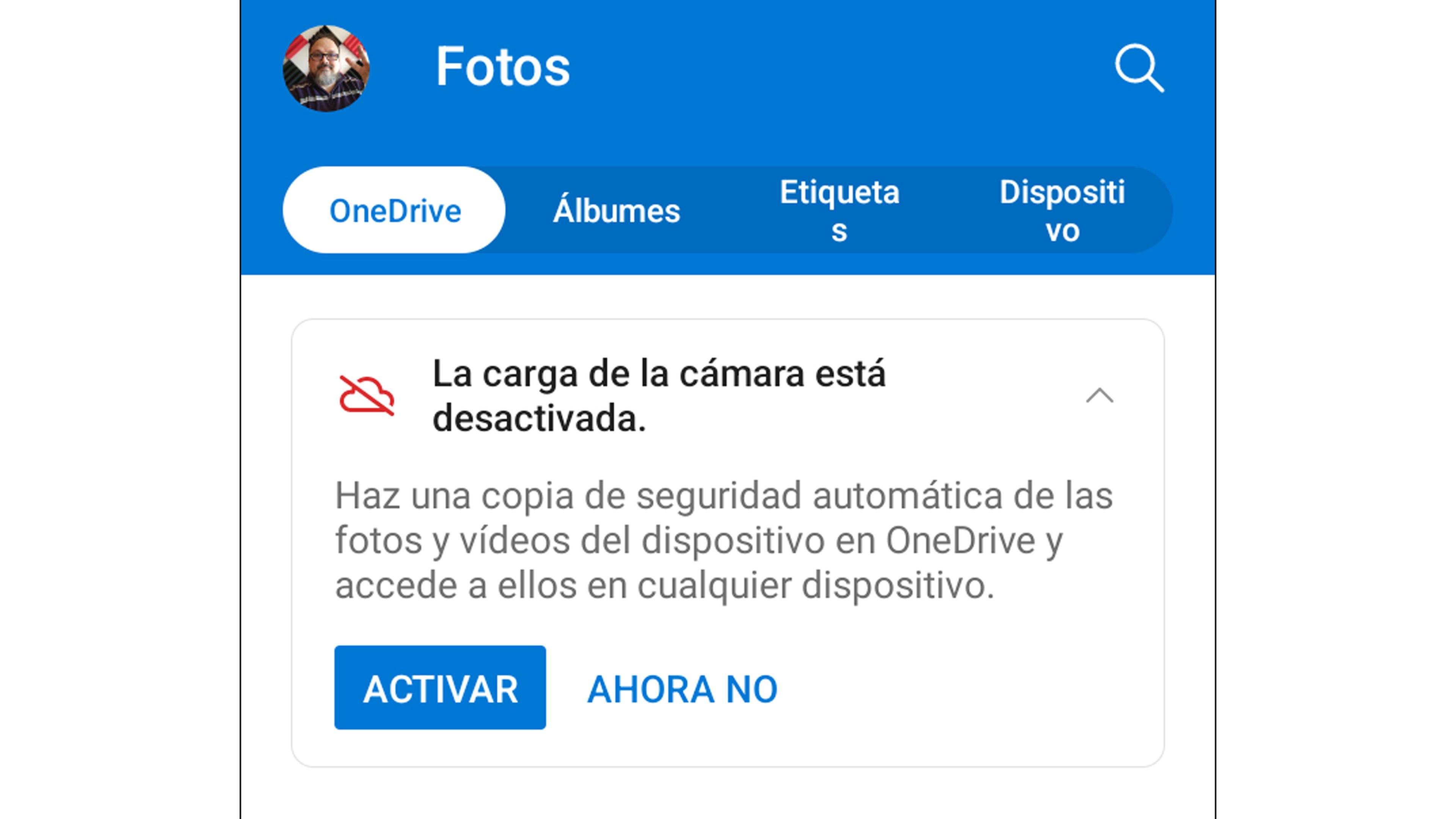 Sincronización fotos OneDrive