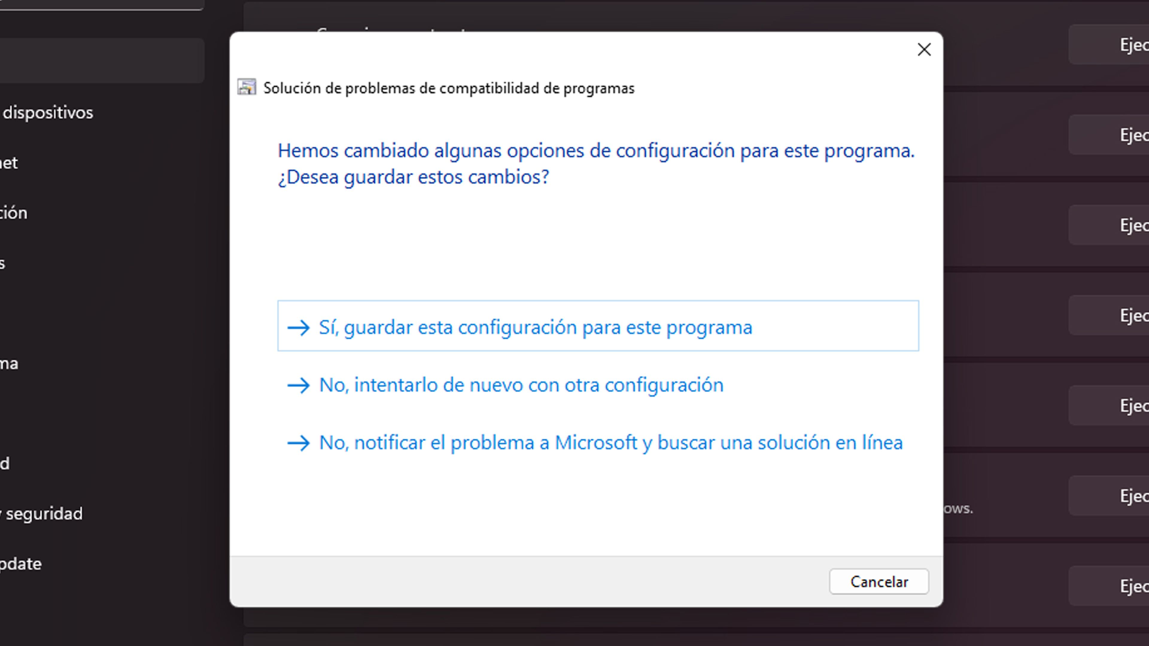 Solucionador de problemas de compatibilidad de programas