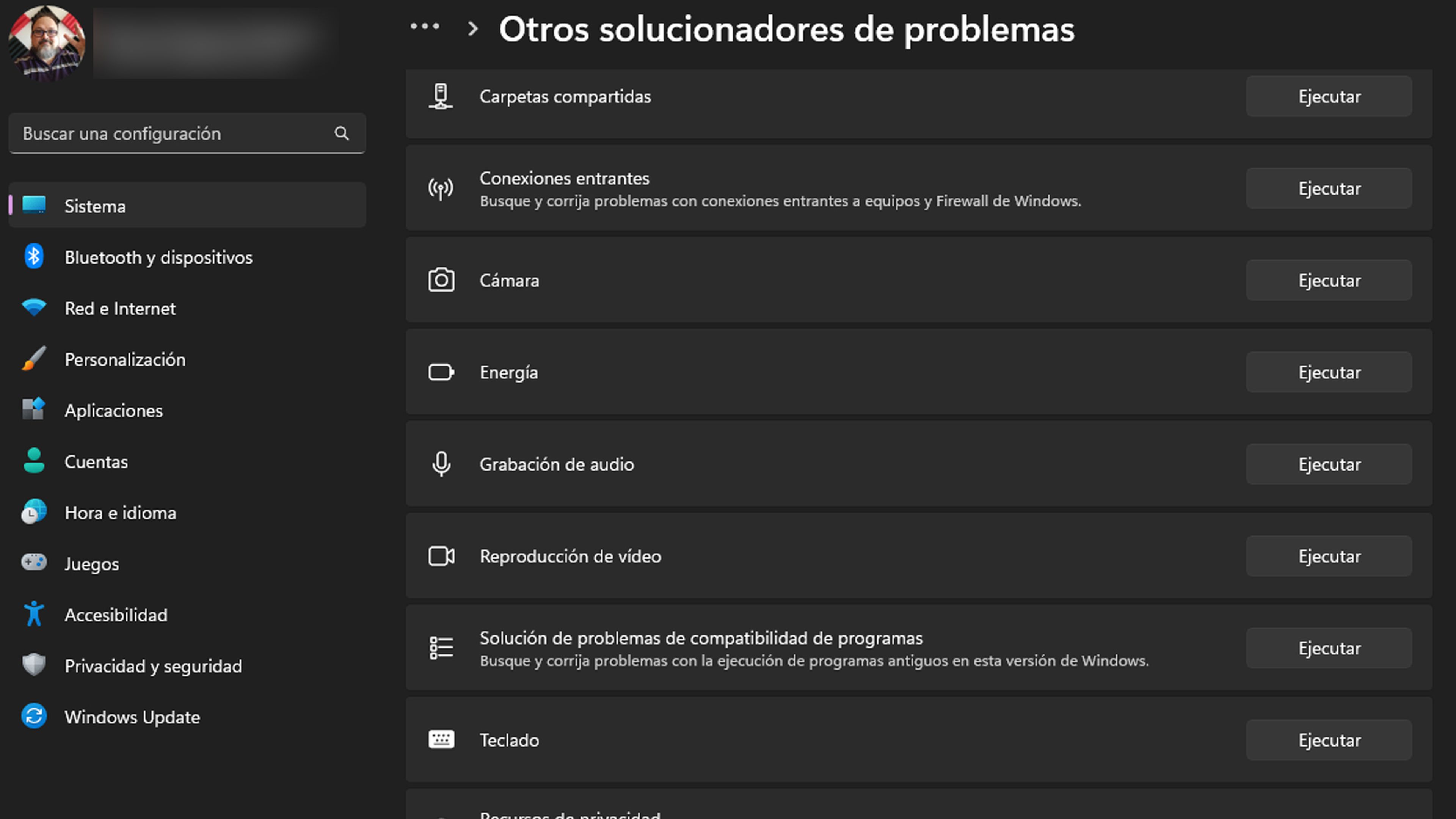 Solucionador de problemas del teclado