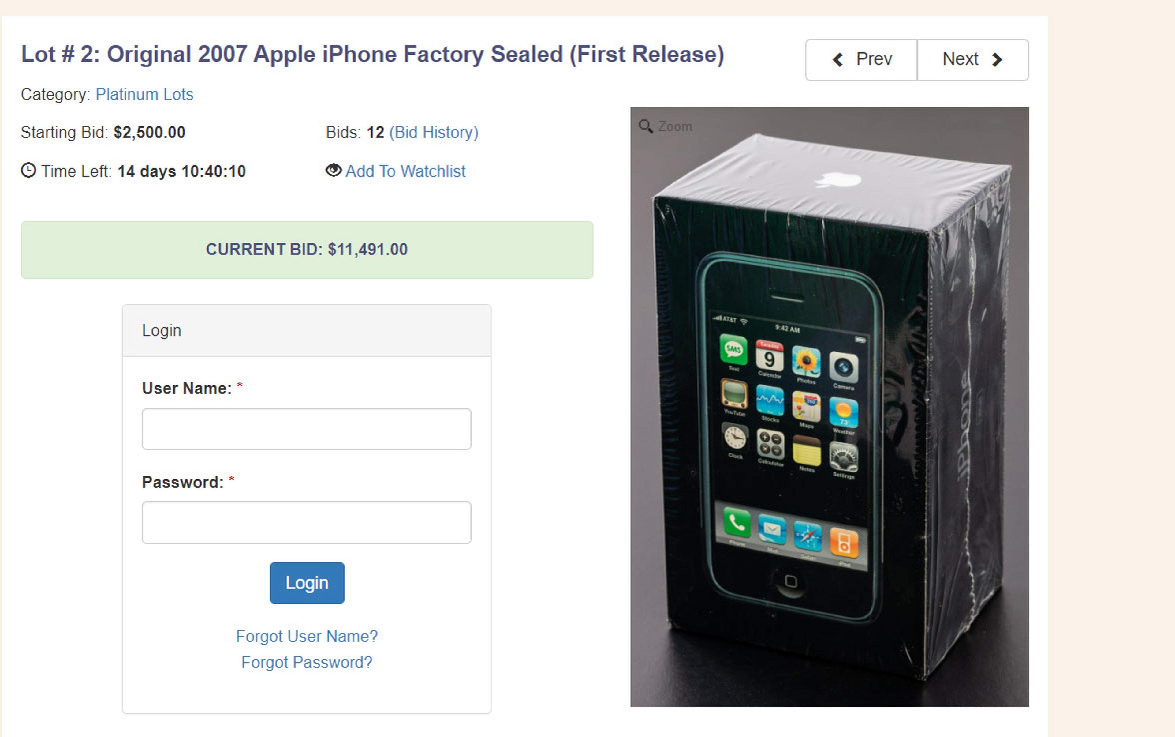 Se subasta un iPhone original de 2007 totalmente precintado y se espera que acabe a este precio