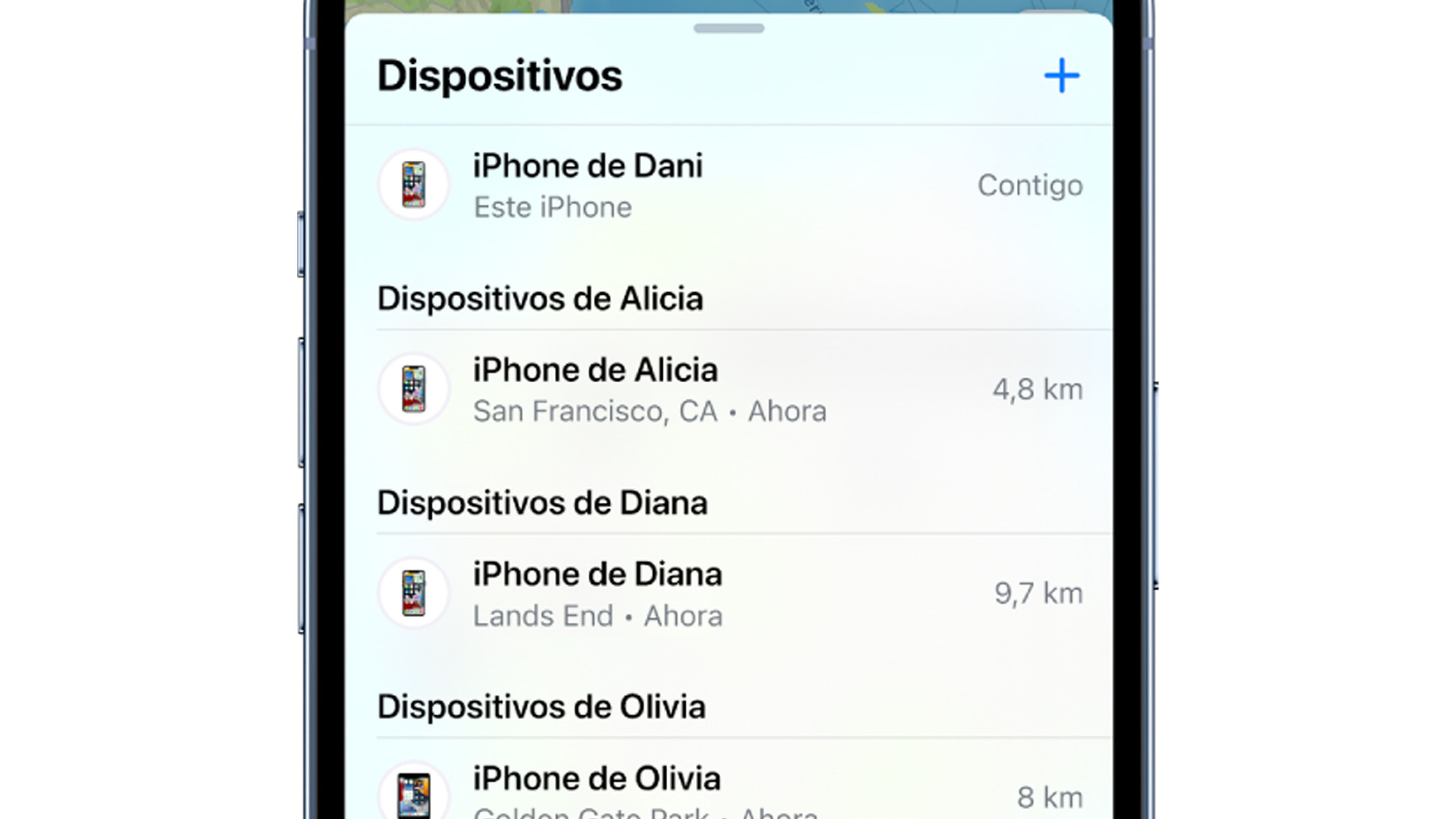 Ubicaciones de la familia iPhone iOS 16