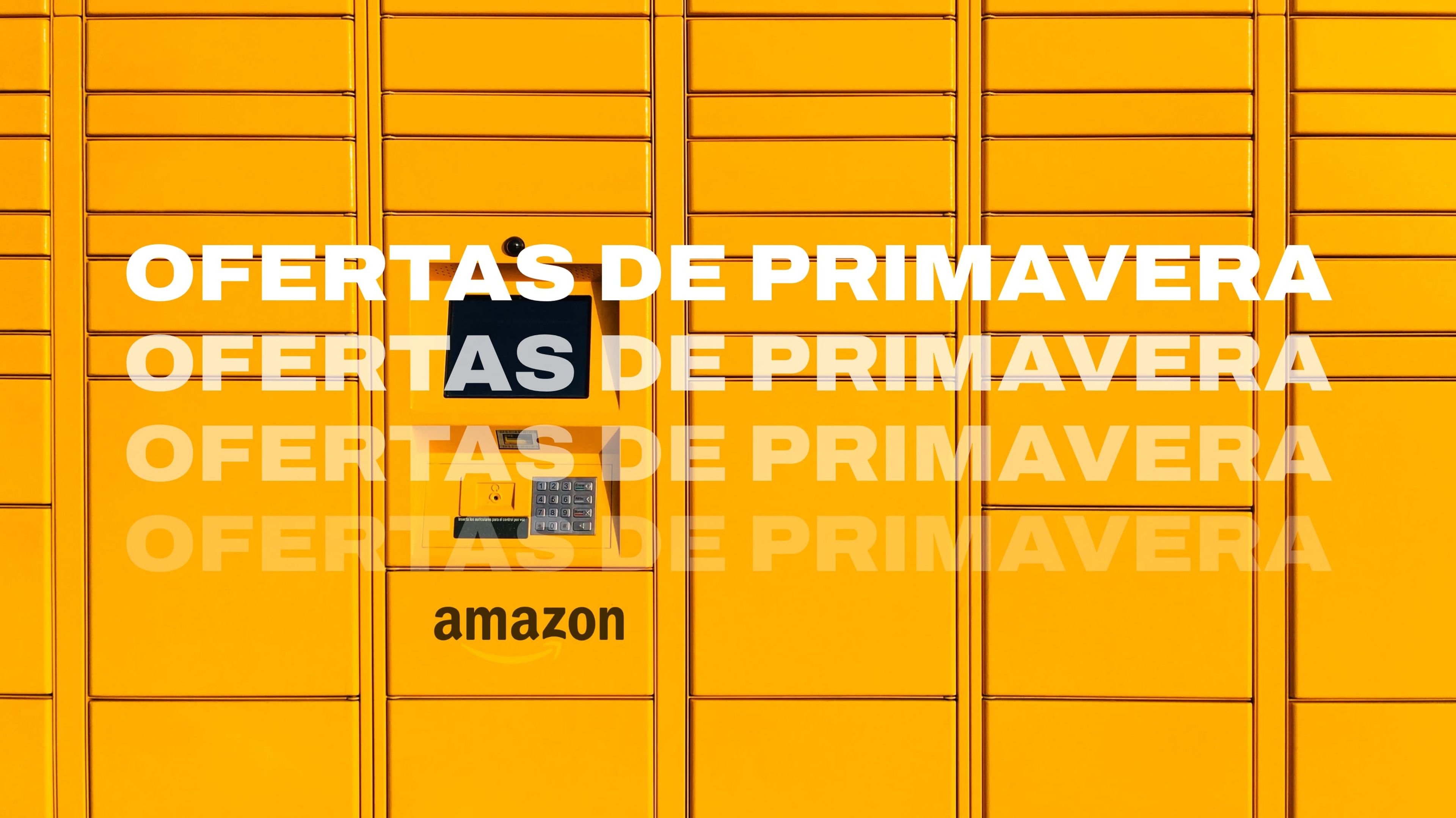 Buzón de paquetes de Amazon con "Ofertas de Primavera" superpuesto