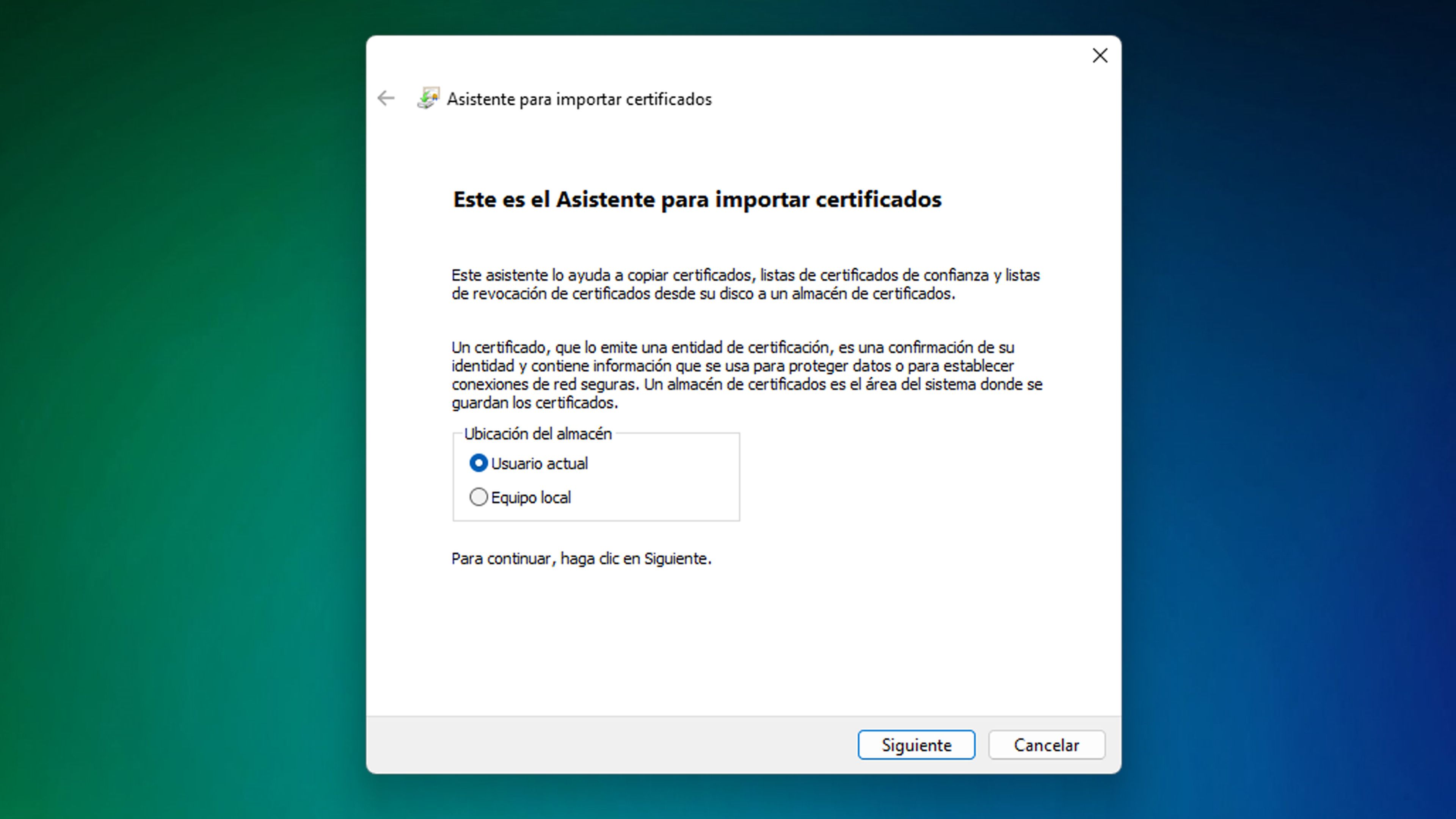 Certificado digital en Windows