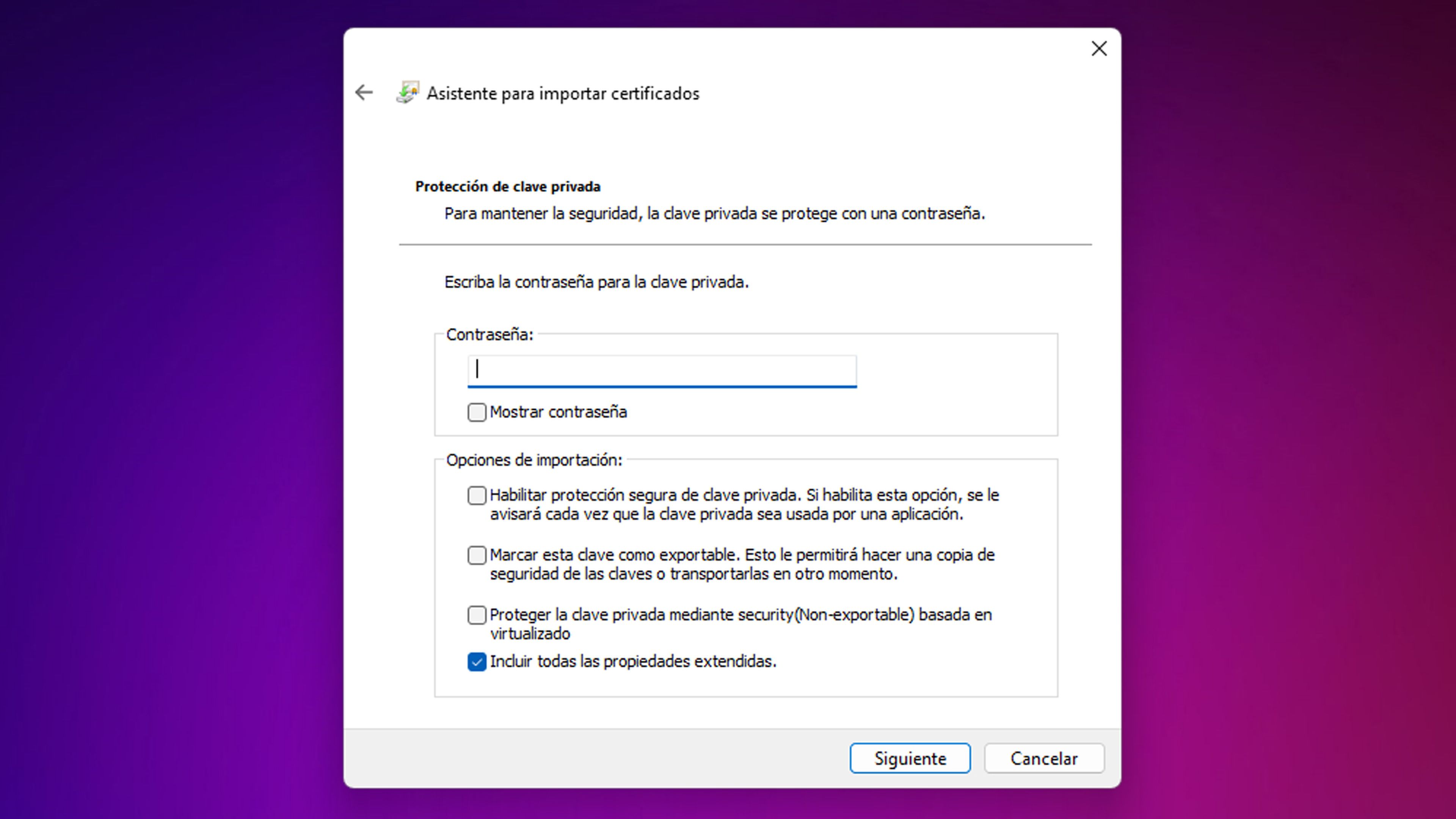 Certificado digital en Windows
