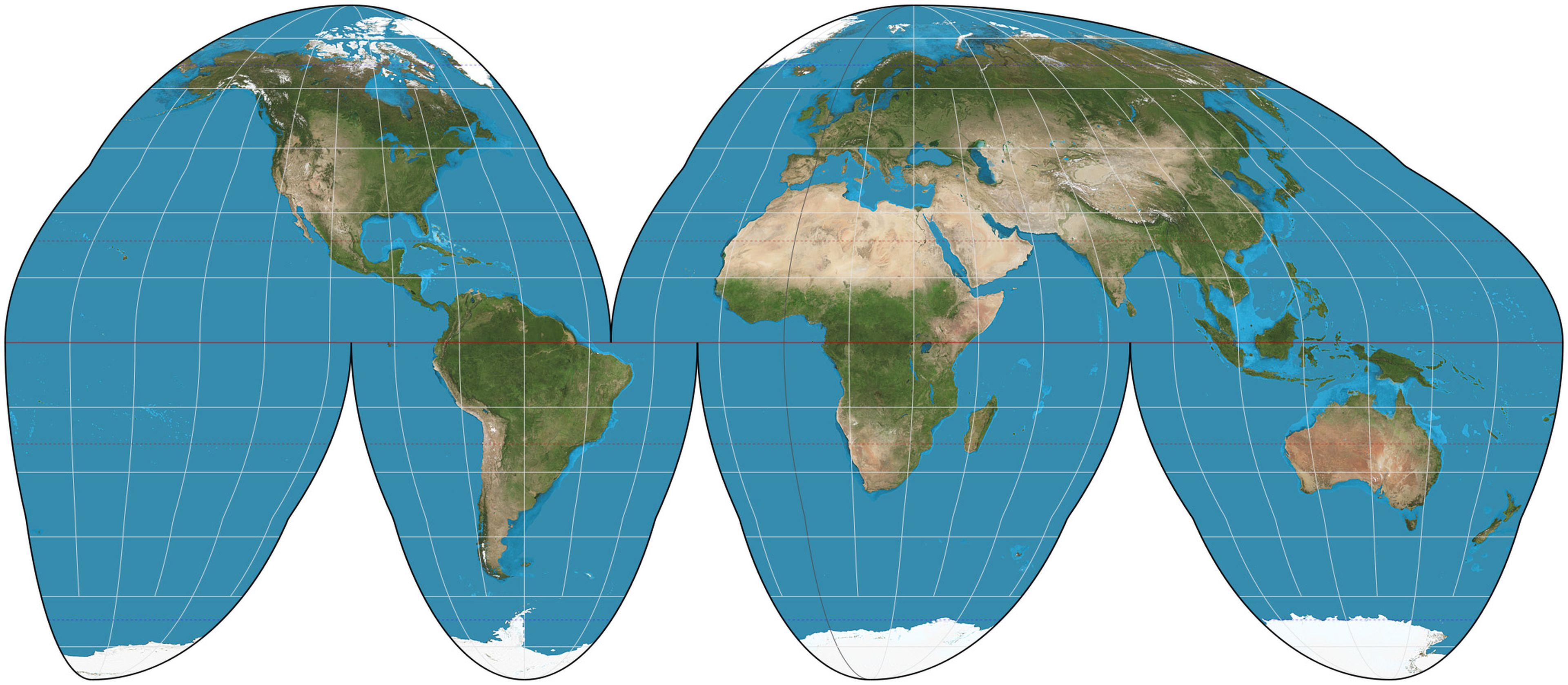 Earth map with cartographic projection