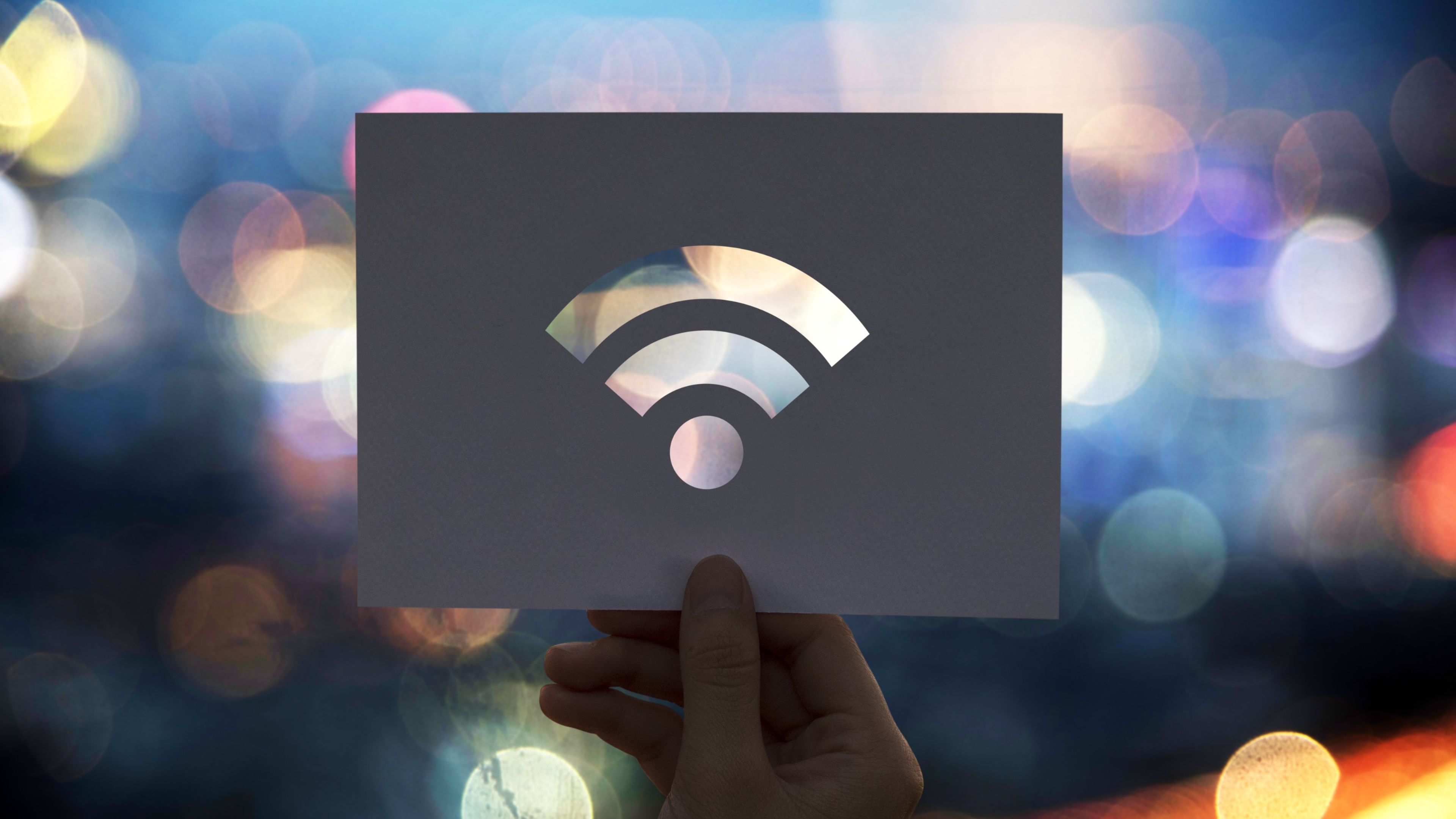 WiFi symbol with a defocused background