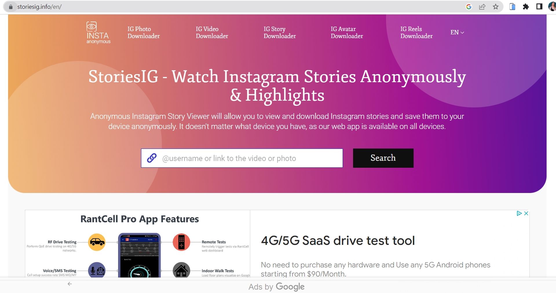 StoriesIG so you can see the Stories of an Instagram profile without