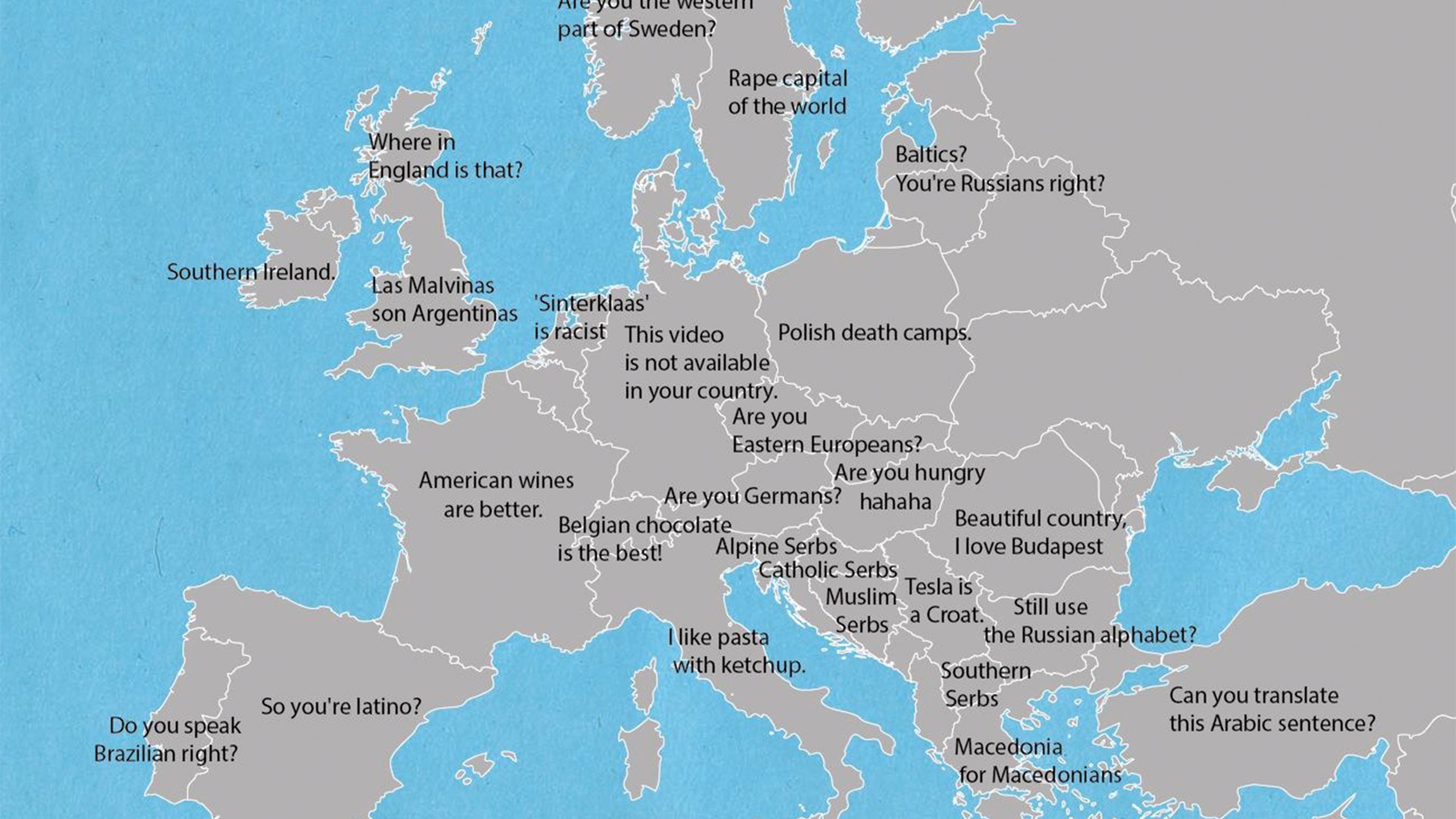 Este mapa te permite enfadar a cada país de Europa con tan solo una frase
