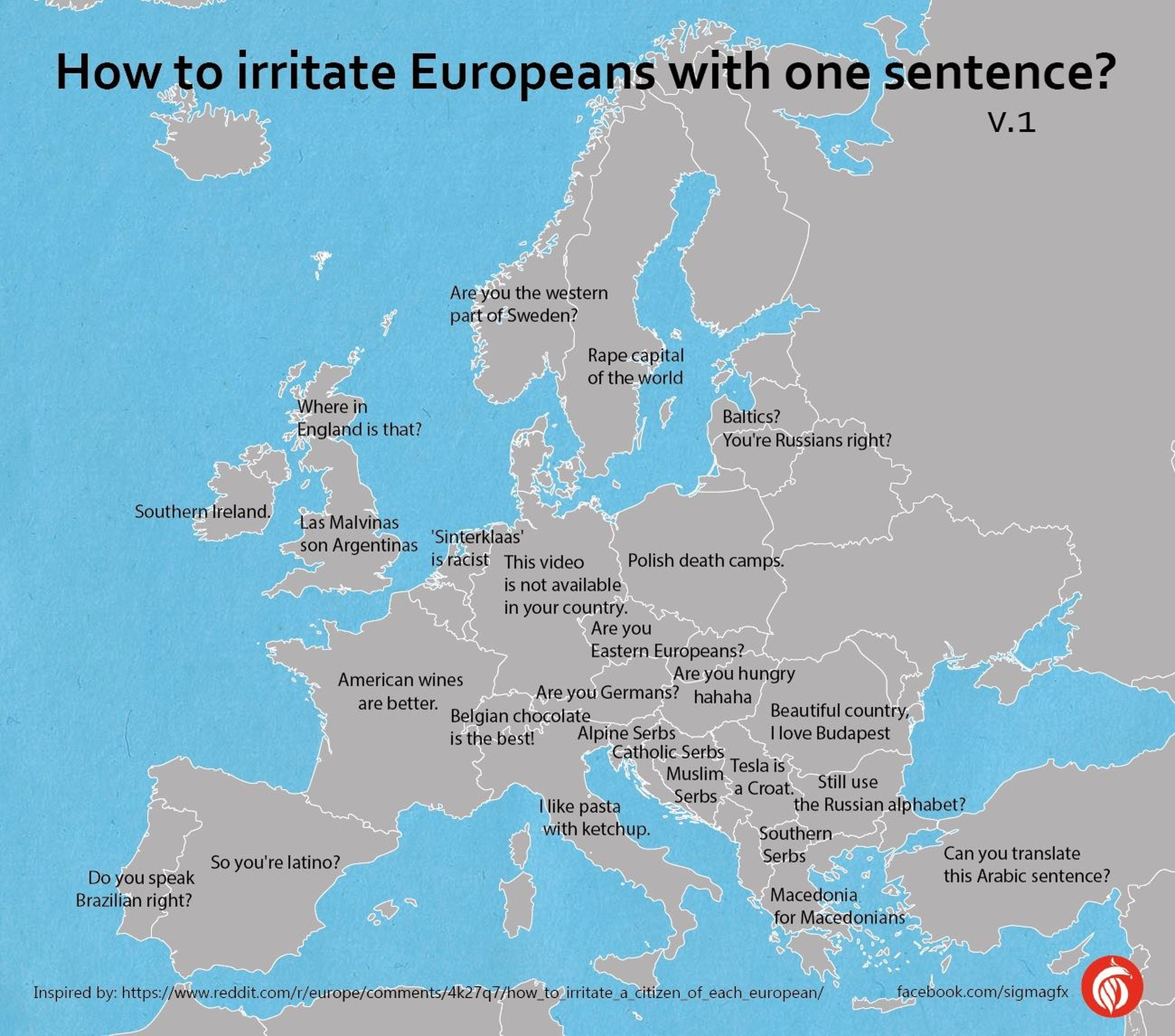This map allows you to anger every country in Europe with just one sentence