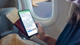 Teléfono móvil con conexión VPN desde un avión
