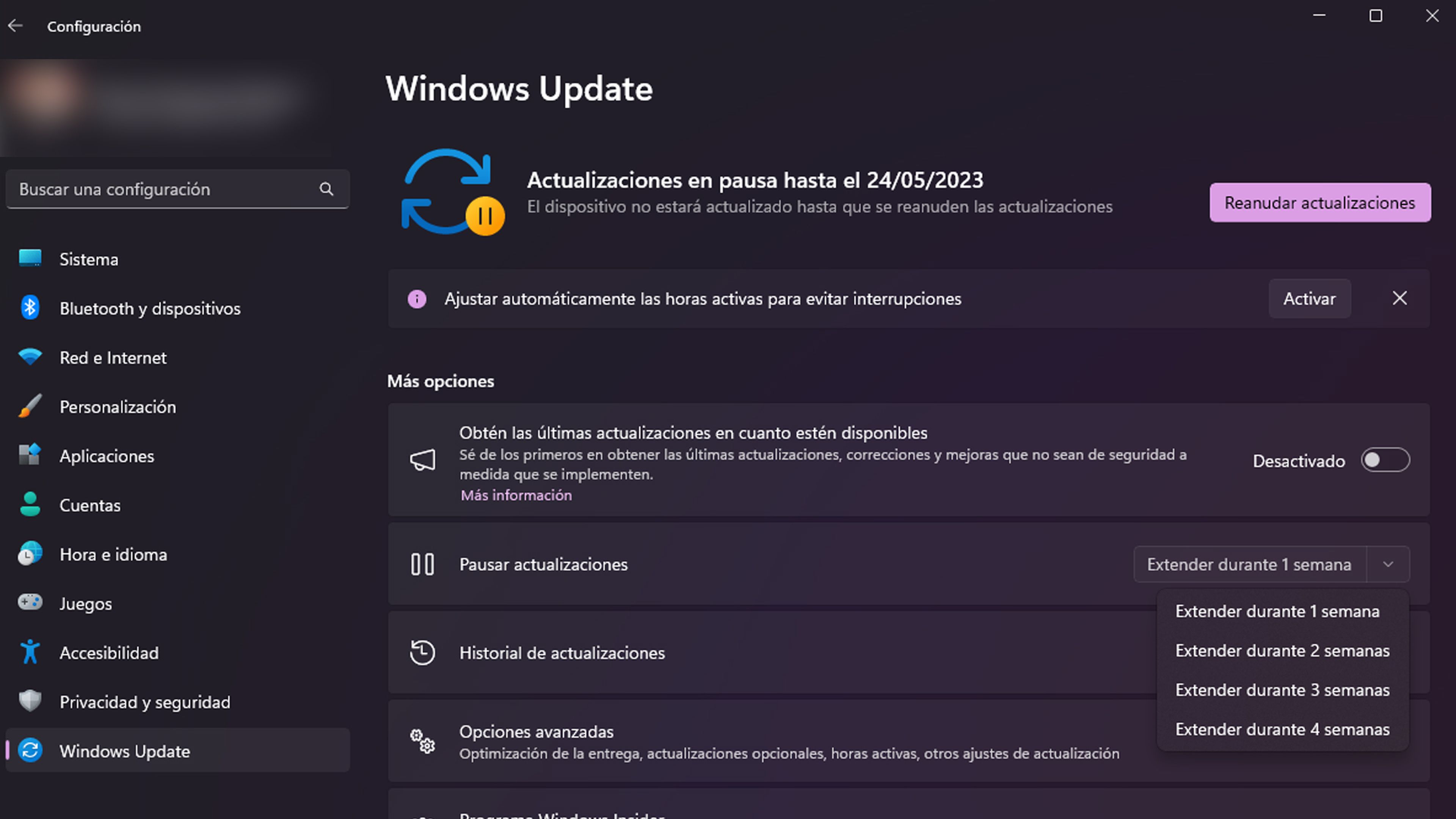 Actualizaciones de  Windows