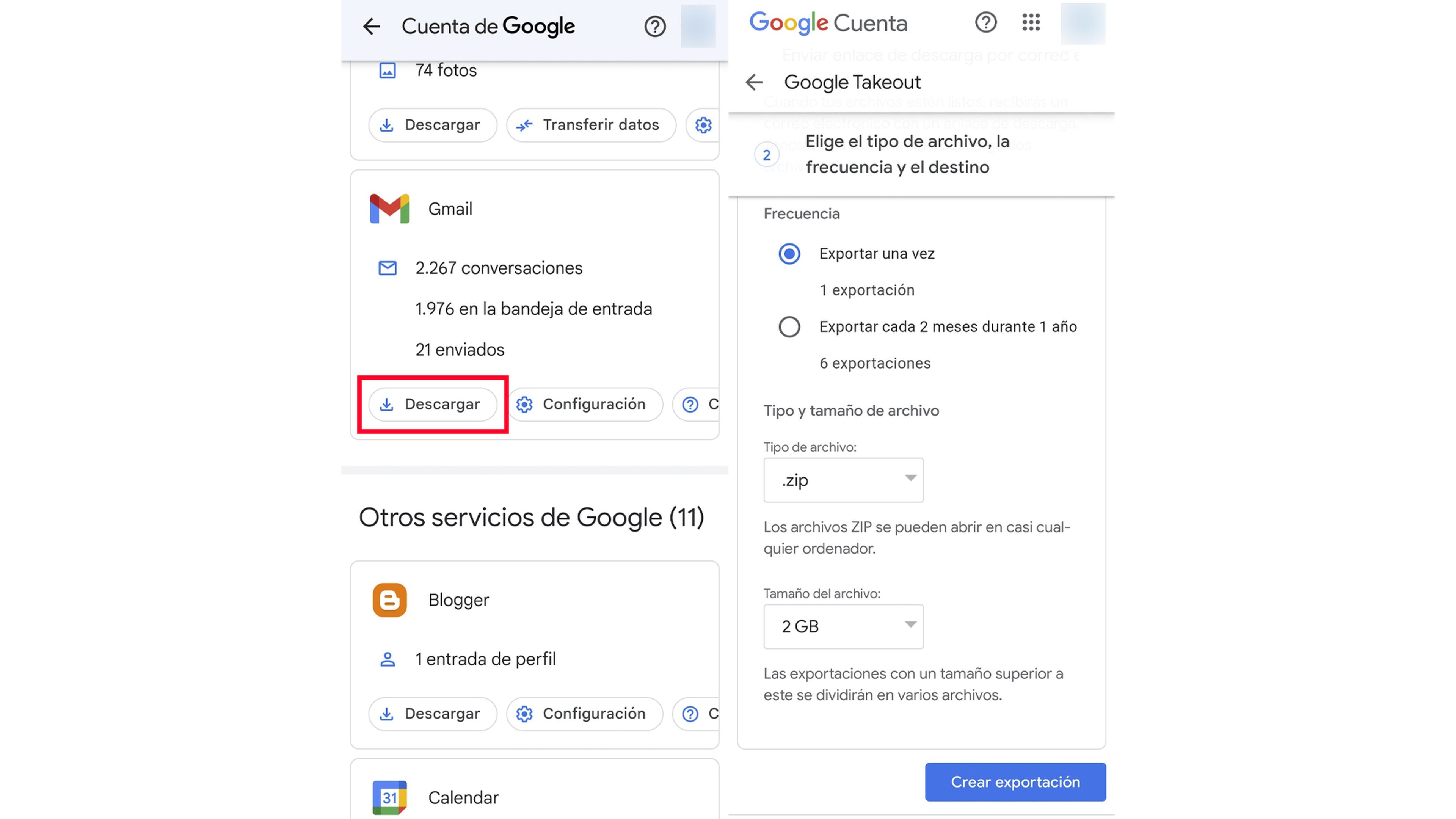 Cómo descargar los correos y sus adjuntos de Gmail en un Android